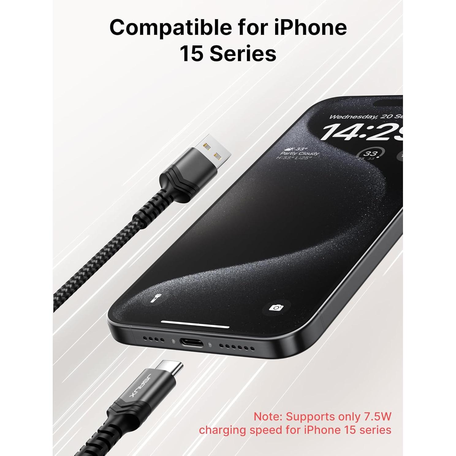 JSAUX Cable USB C 4-Pack 1m 2m 3m Carga Rápida Negro