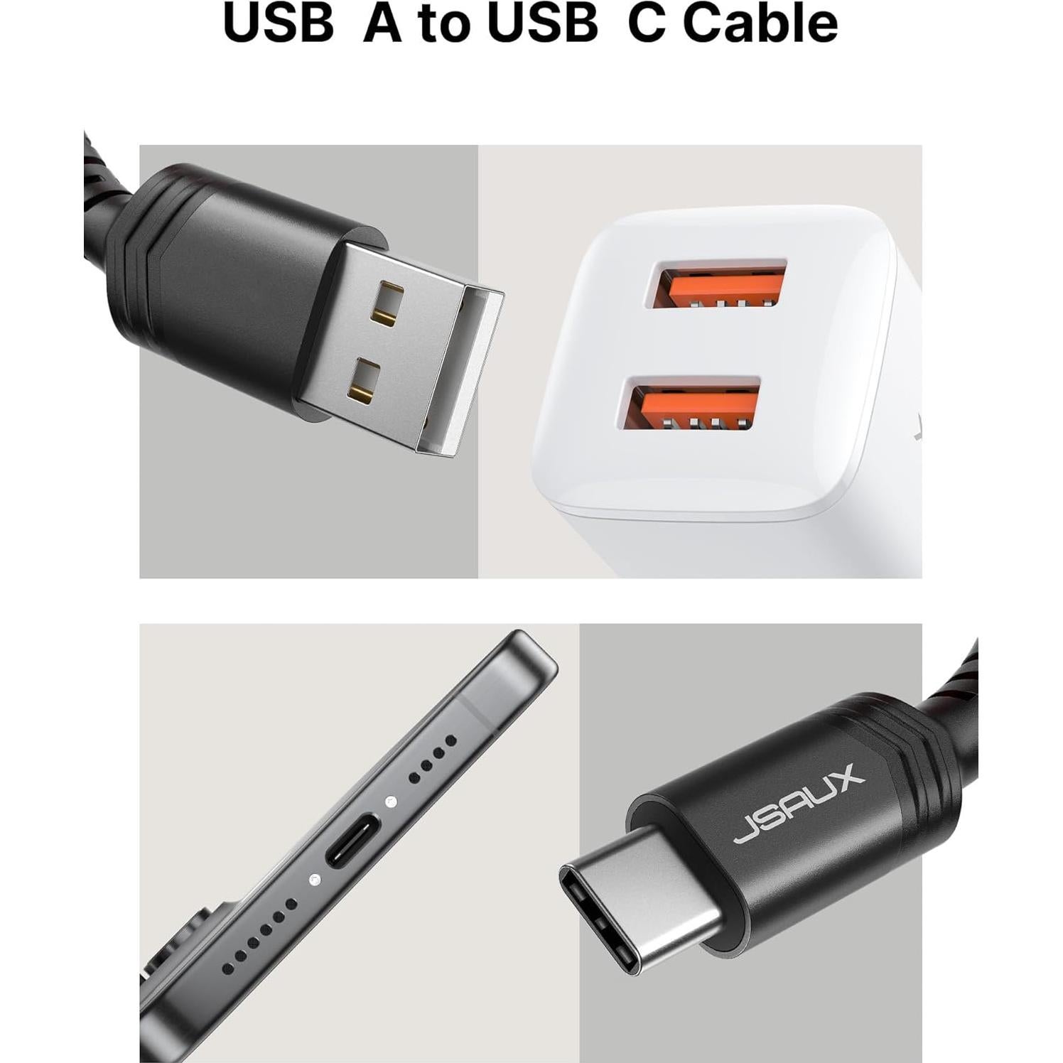 JSAUX Cable USB C 4-Pack 1m 2m 3m Carga Rápida Negro