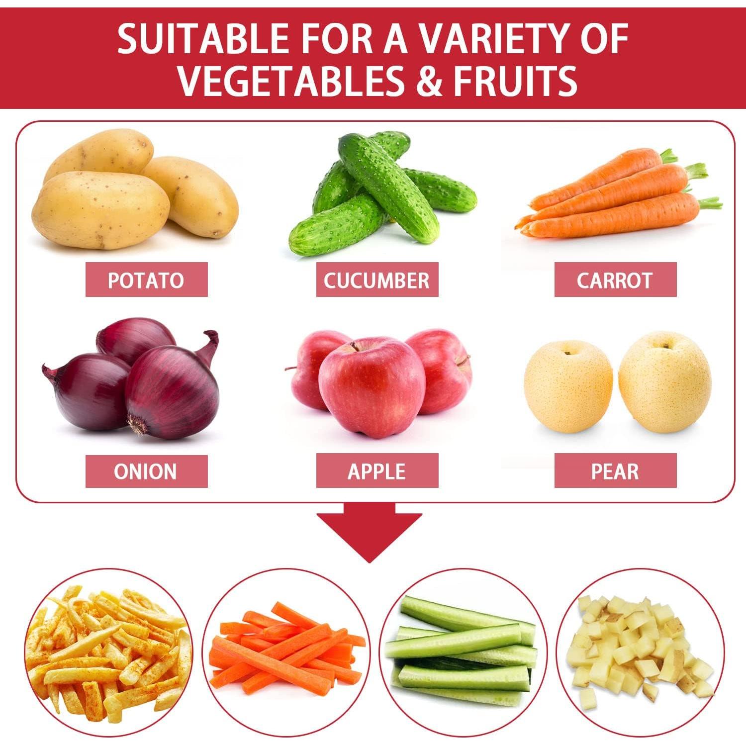 Cortador de Papas Fritas Eléctrico Fstcrt Acero Inoxidable 2 Tamaños