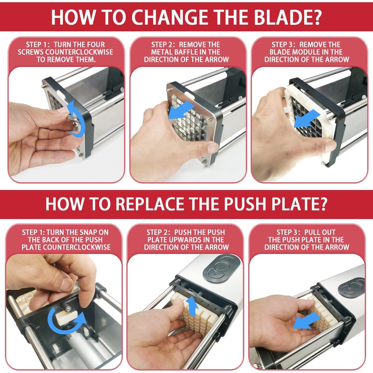 Cortador de Papas Fritas Eléctrico Fstcrt Acero Inoxidable 2 Tamaños
