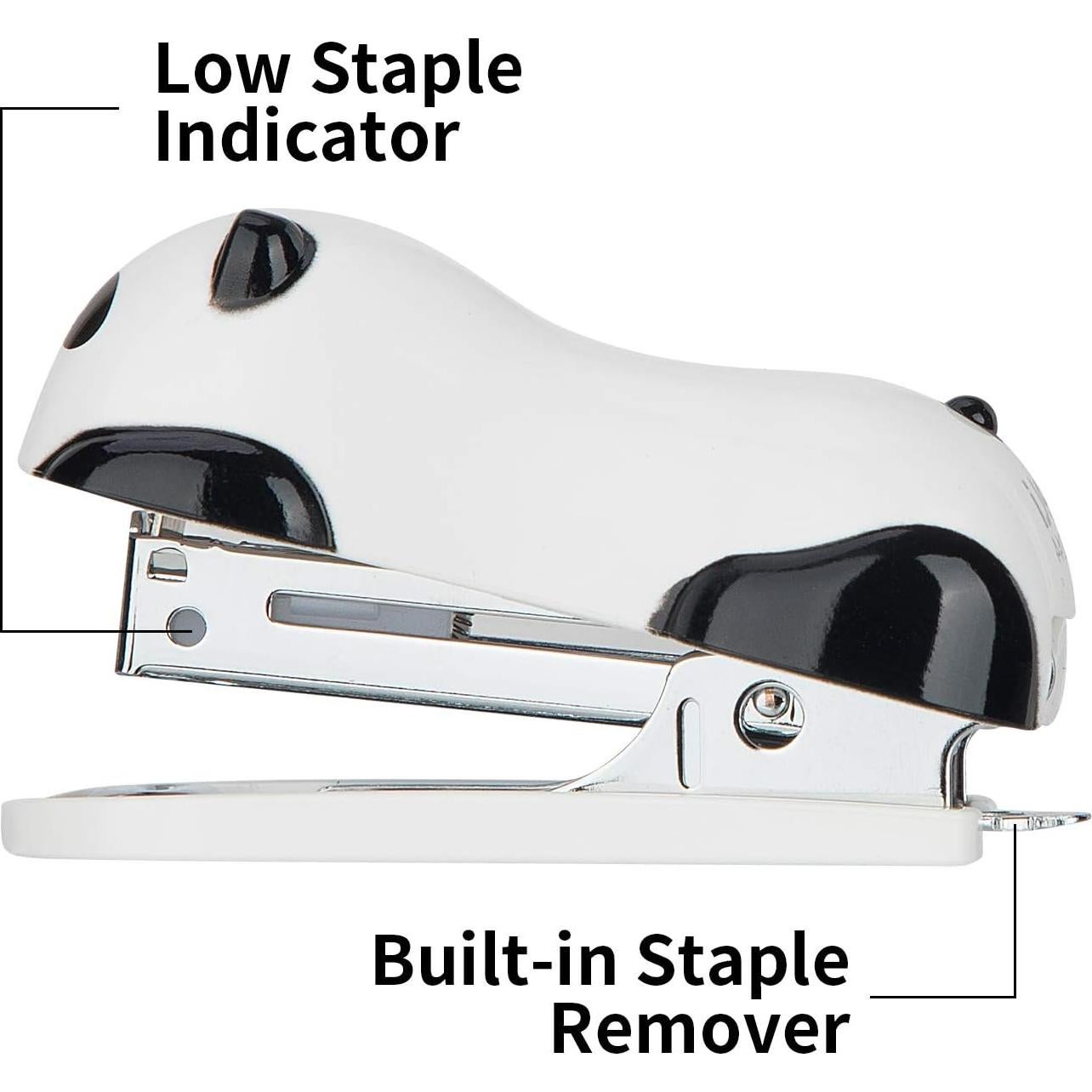 Grapadora Mini Deli Panda con 1000 Grapas y Removedor