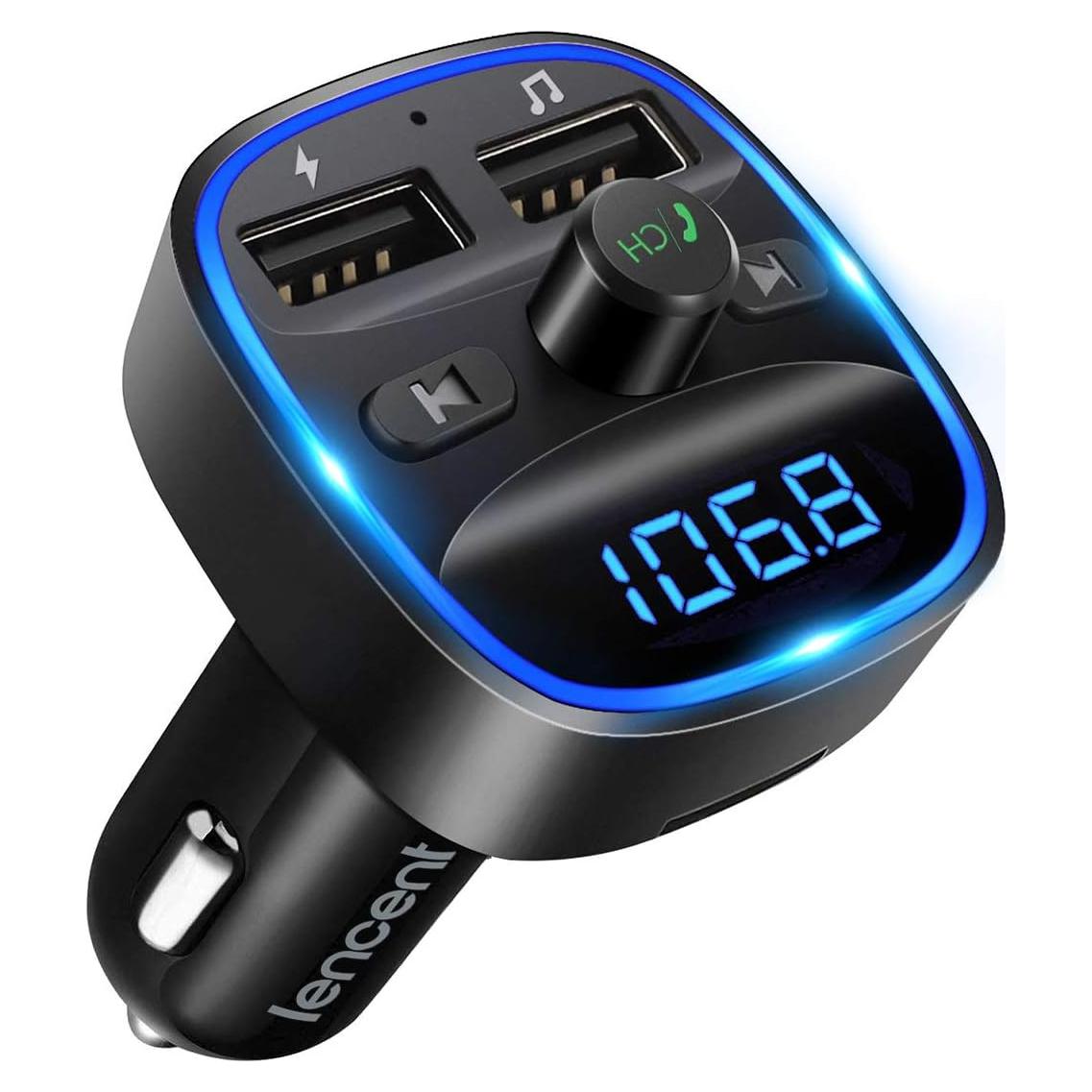Transmisor FM Inalámbrico LENCENT T25 con Carga Dual USB