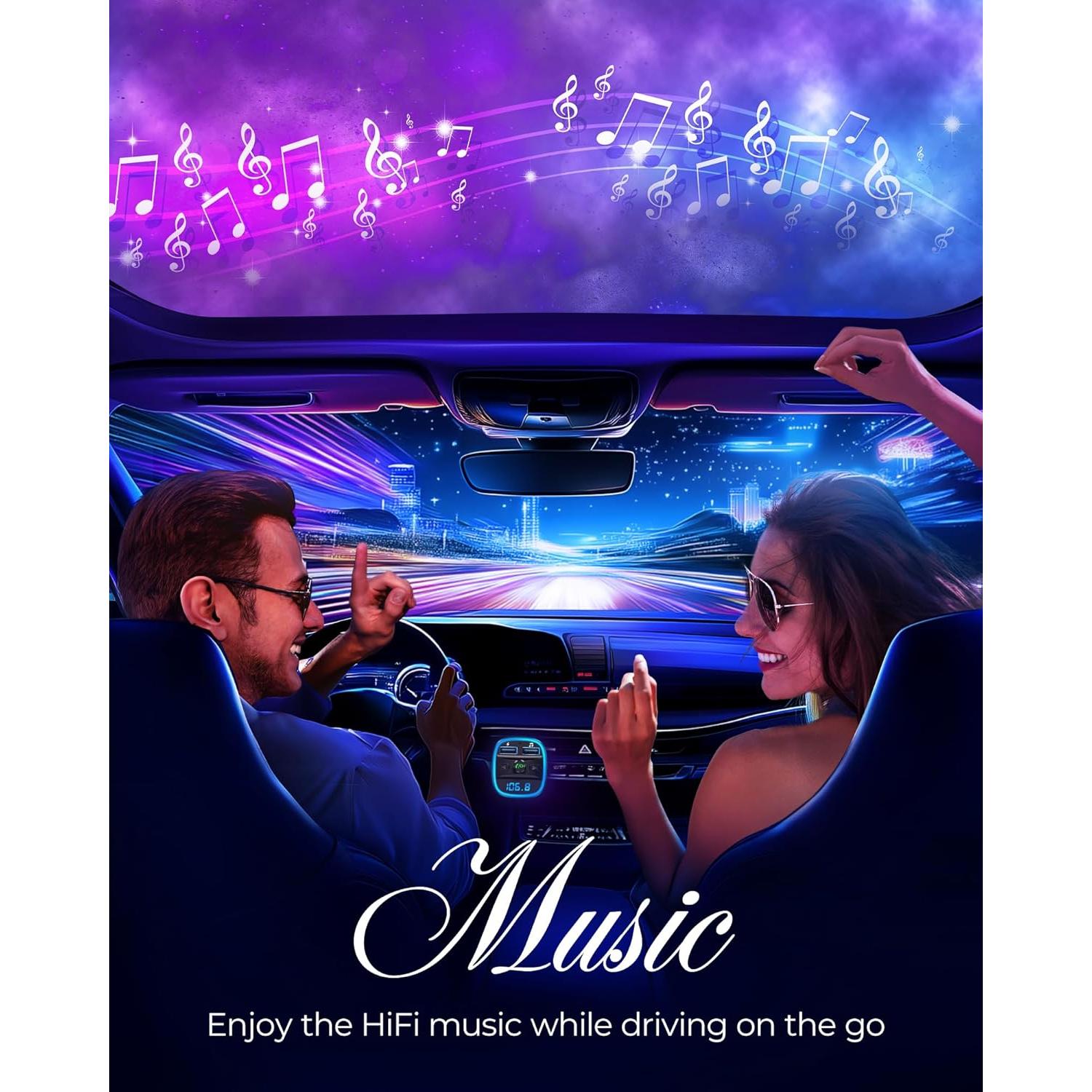 Transmisor FM Inalámbrico LENCENT T25 con Carga Dual USB