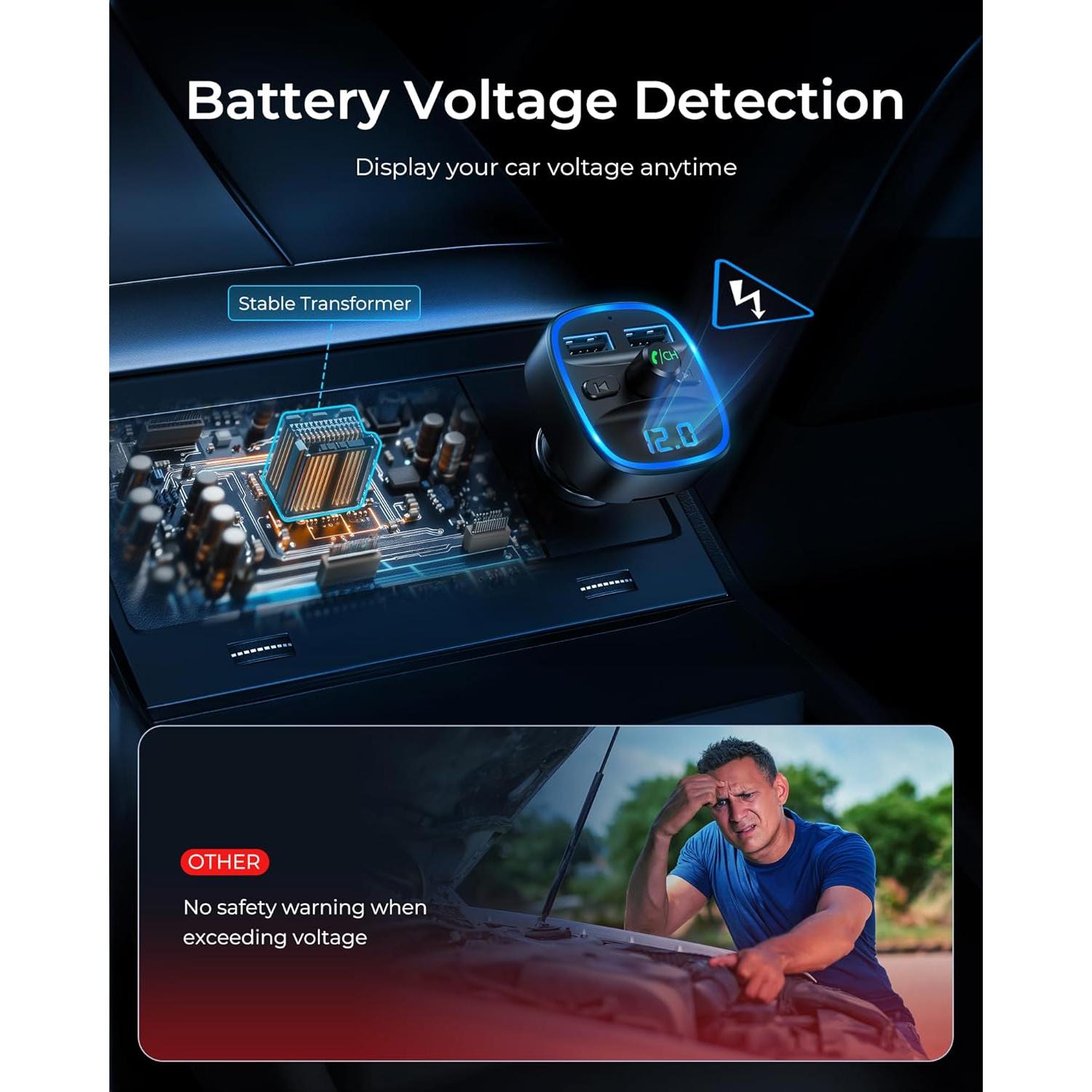 Transmisor FM Inalámbrico LENCENT T25 con Carga Dual USB