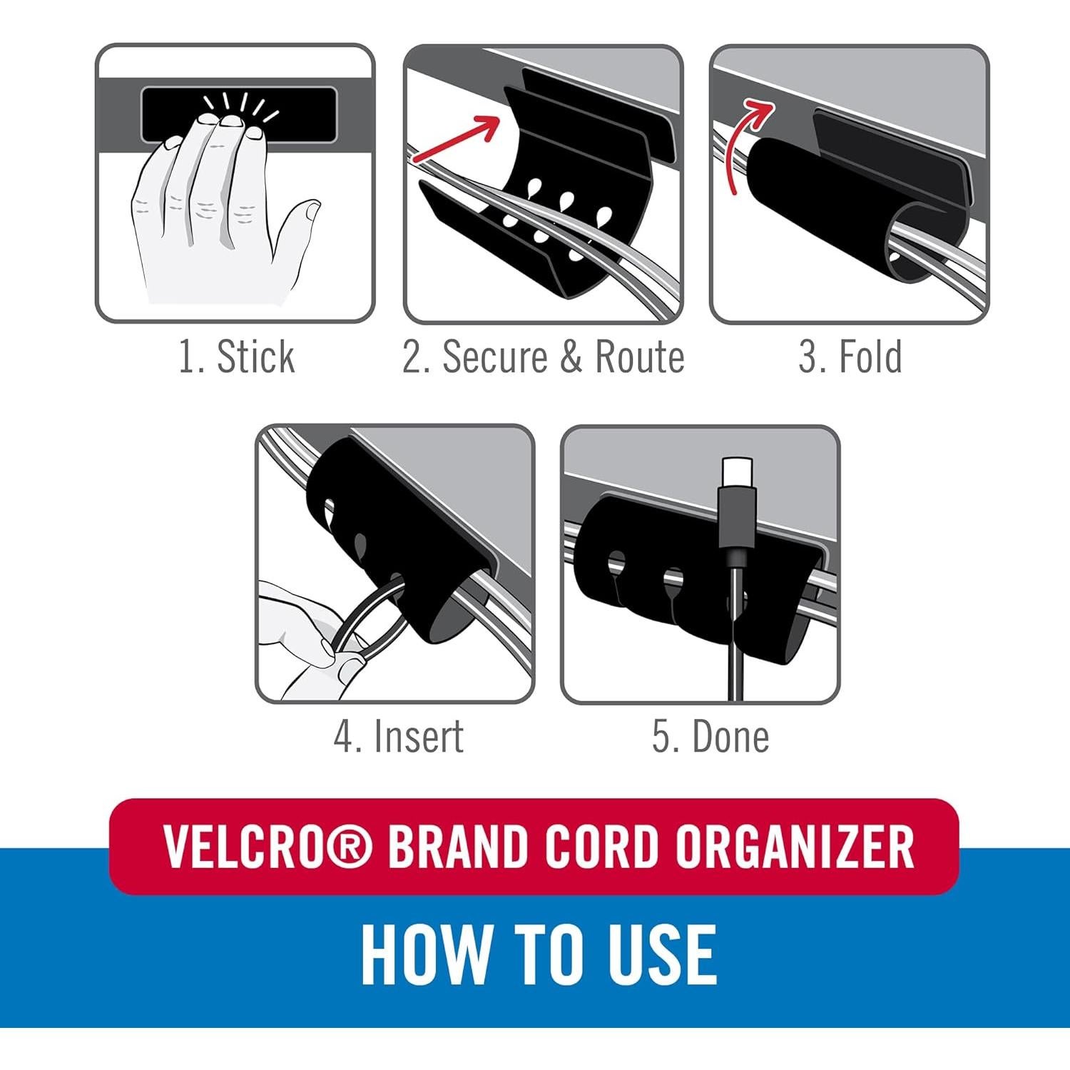 Organizador de Cables VELCRO Mediano 2Pk - Doble Función