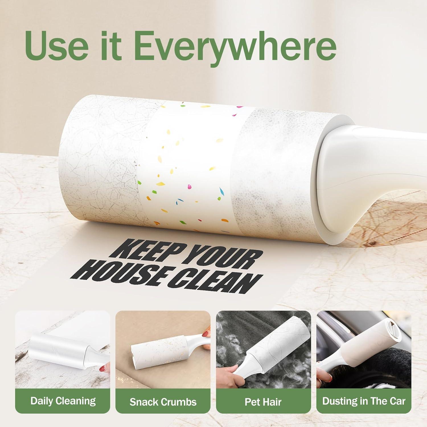 Rodillo Adhesivo Beitophome 100 Hojas Extra Pegajoso para Pelo de Mascota