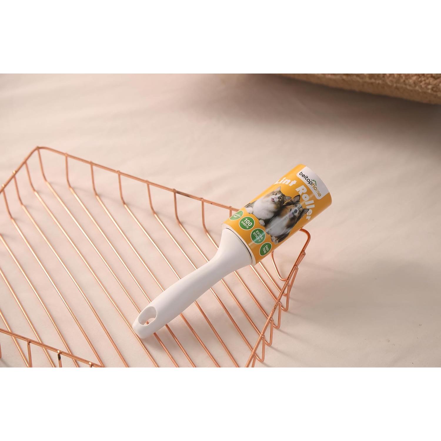 Rodillo Adhesivo Beitophome 100 Hojas Extra Pegajoso para Pelo de Mascota