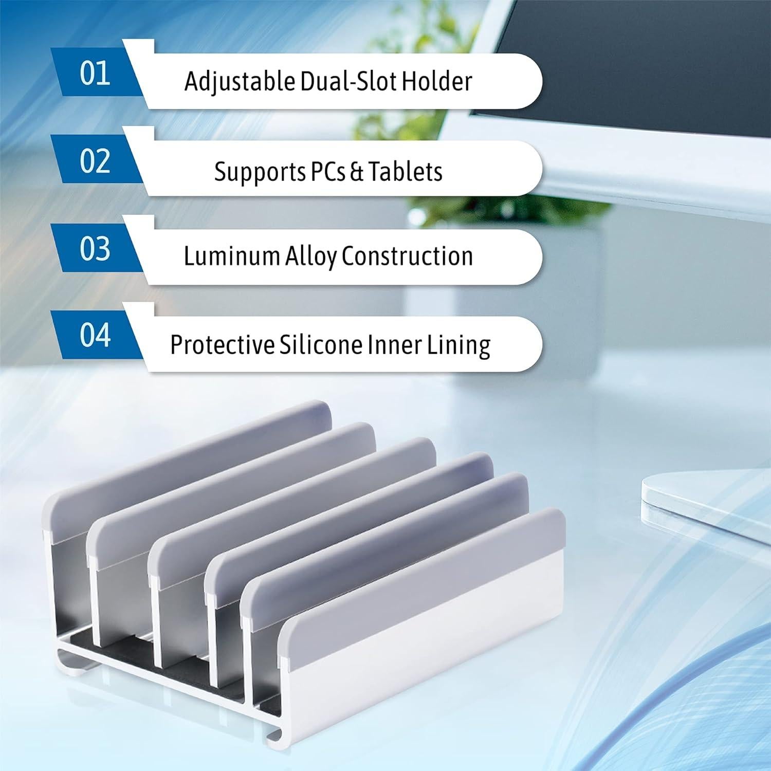 Soporte Ajustable para Laptop Elestoria - 5 Dispositivos, Aluminio