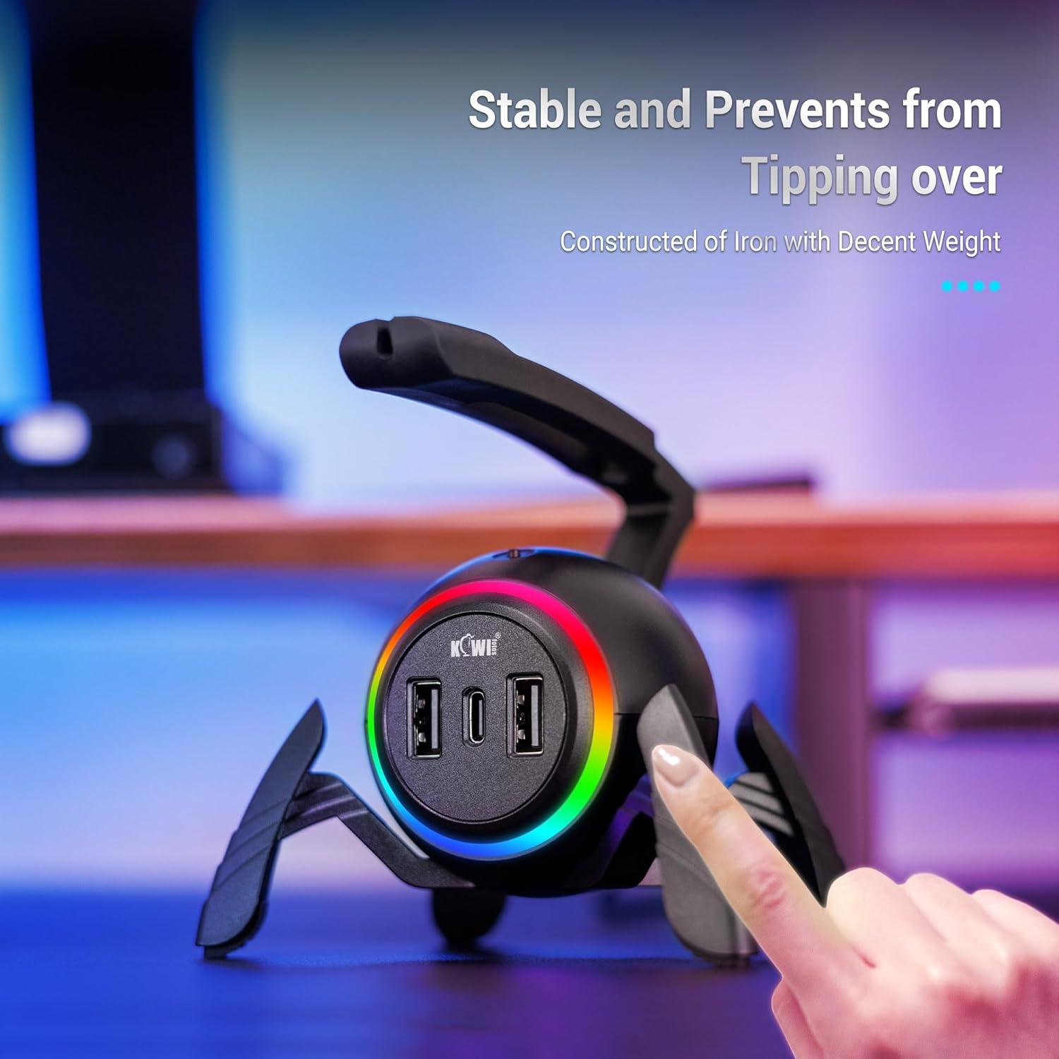 Soporte para Cable de Ratón KIWIFOTOS RGB con Hub USB 2 Puertos