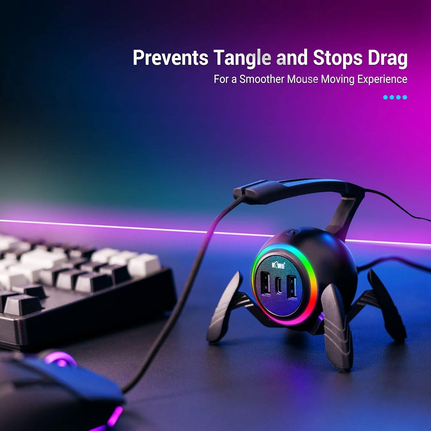 Soporte para Cable de Ratón KIWIFOTOS RGB con Hub USB 2 Puertos