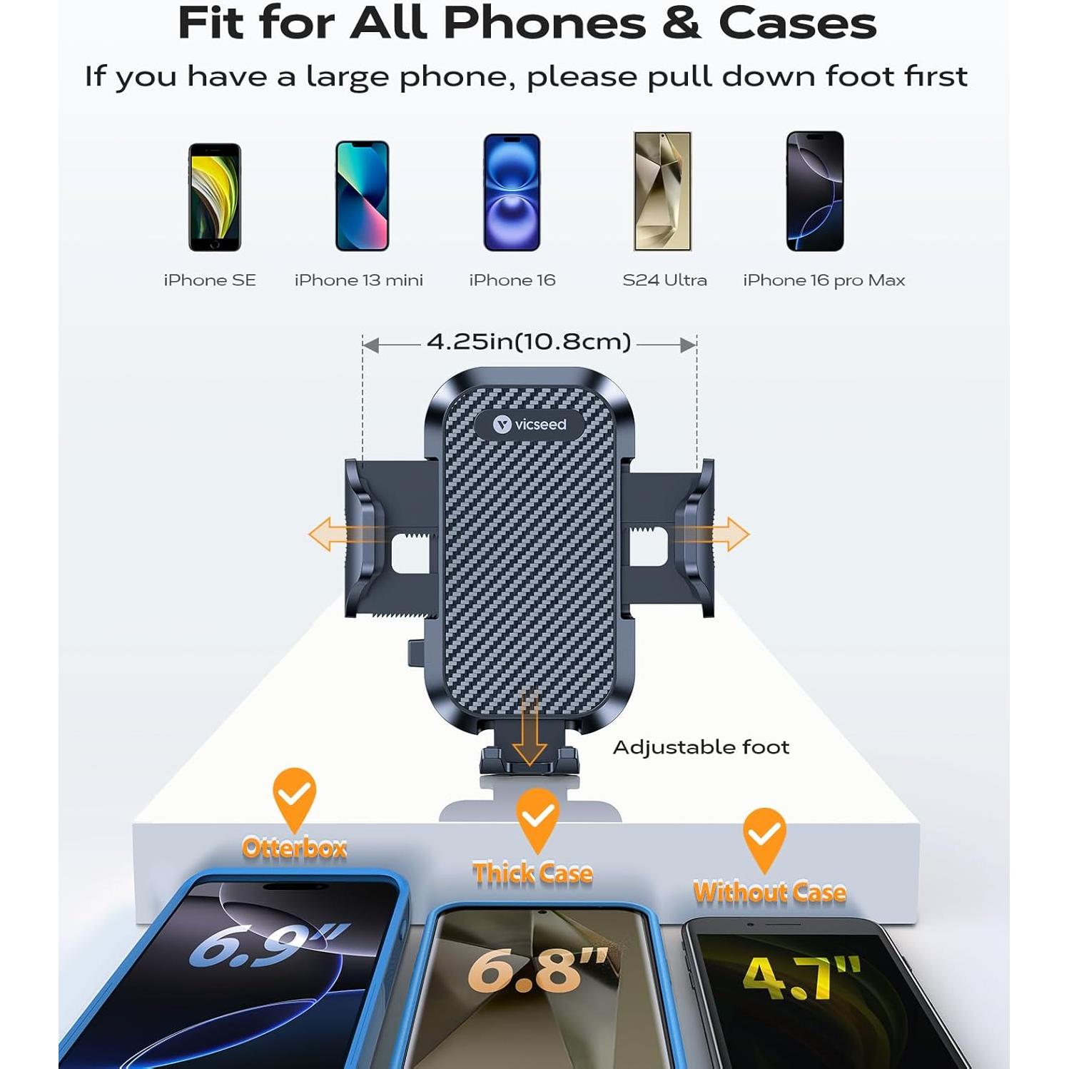 Soporte para Teléfono de Coche VICSEED Ultra Estable Negro