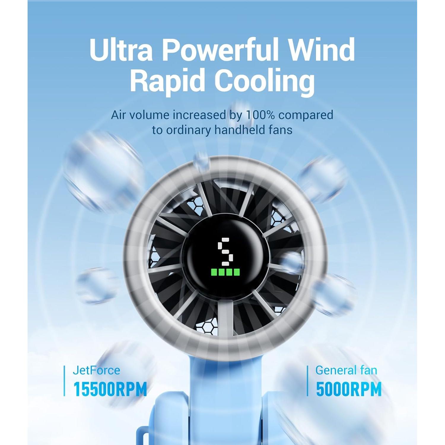 Ventilador Turbo Portátil Diveblues N607D, 5 Velocidades, 12h Batería