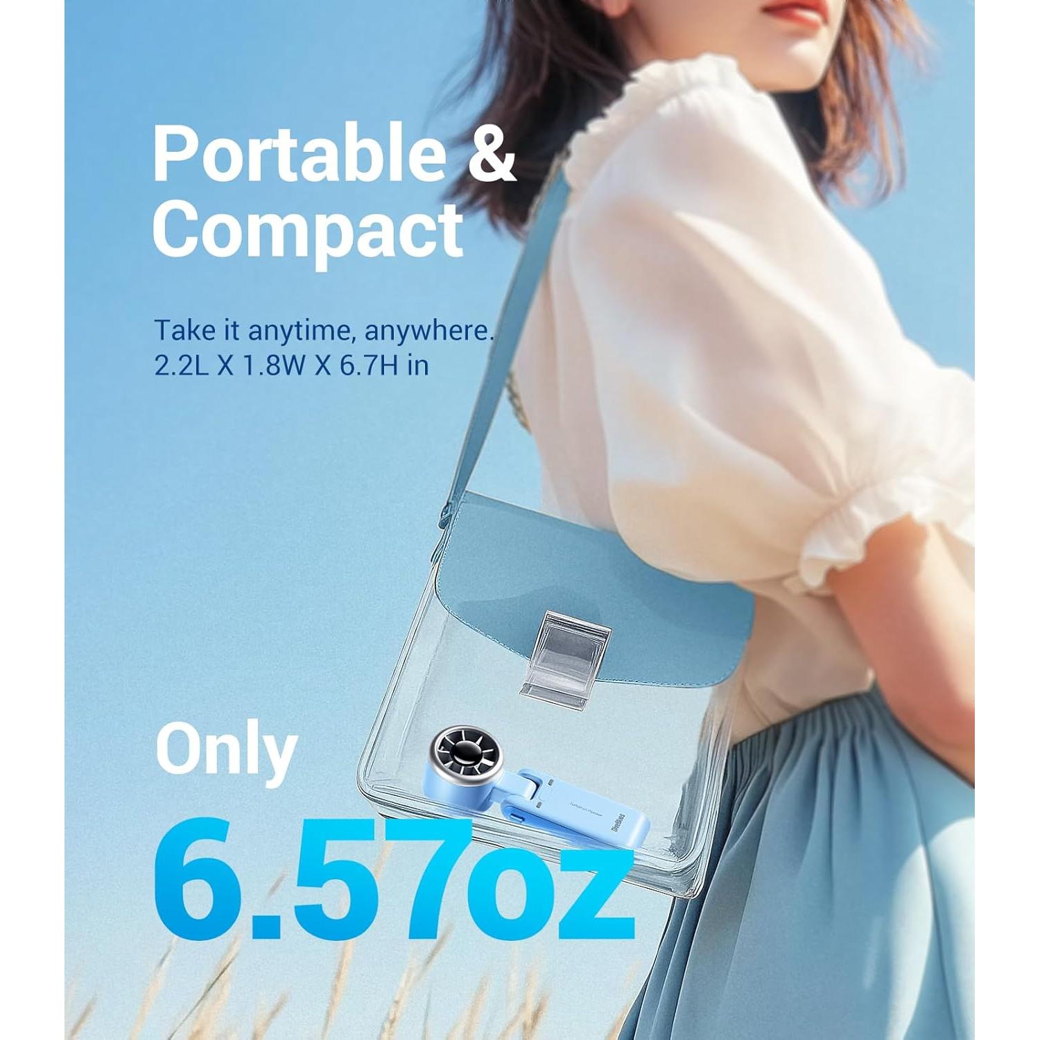 Ventilador Turbo Portátil Diveblues N607D, 5 Velocidades, 12h Batería