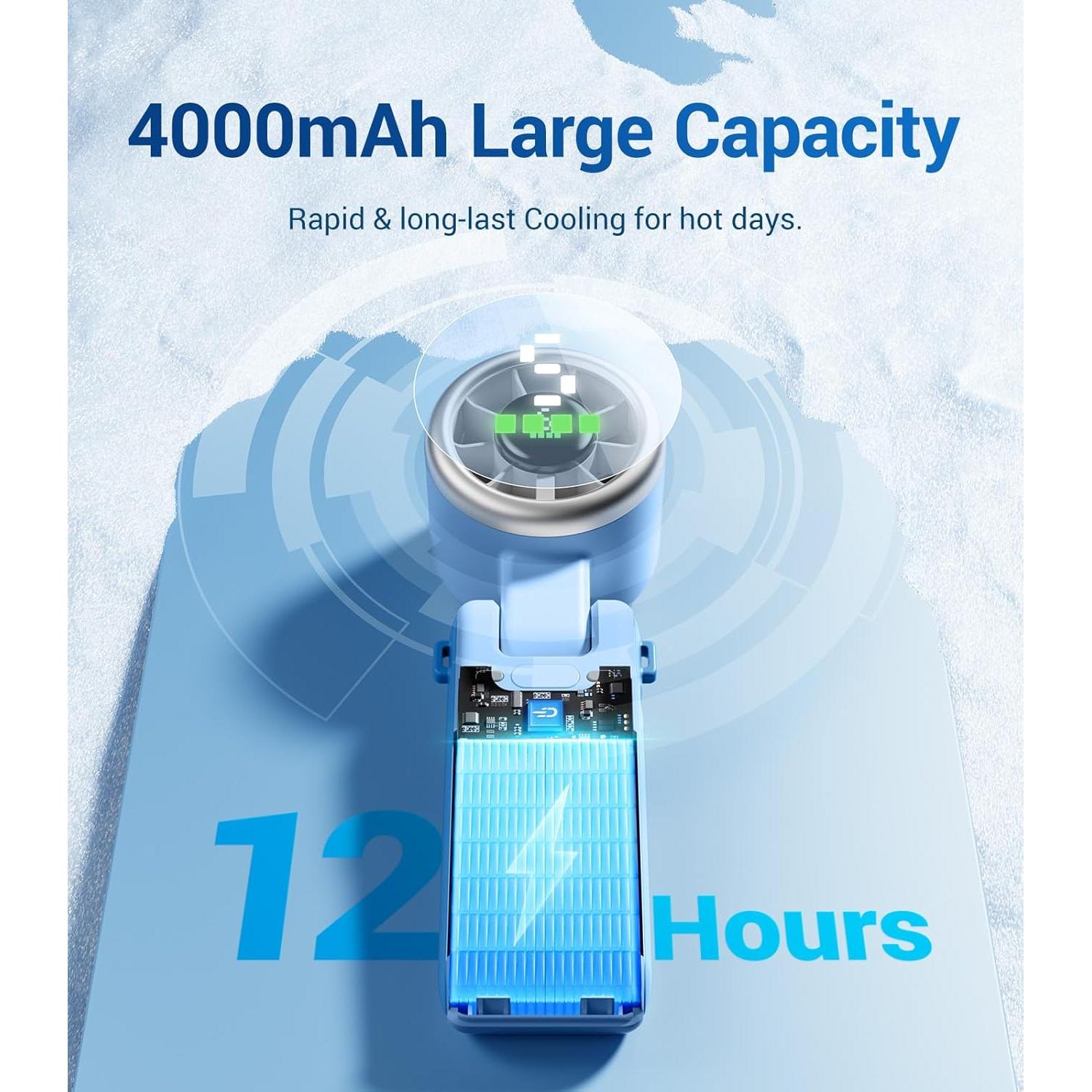 Ventilador Turbo Portátil Diveblues N607D, 5 Velocidades, 12h Batería