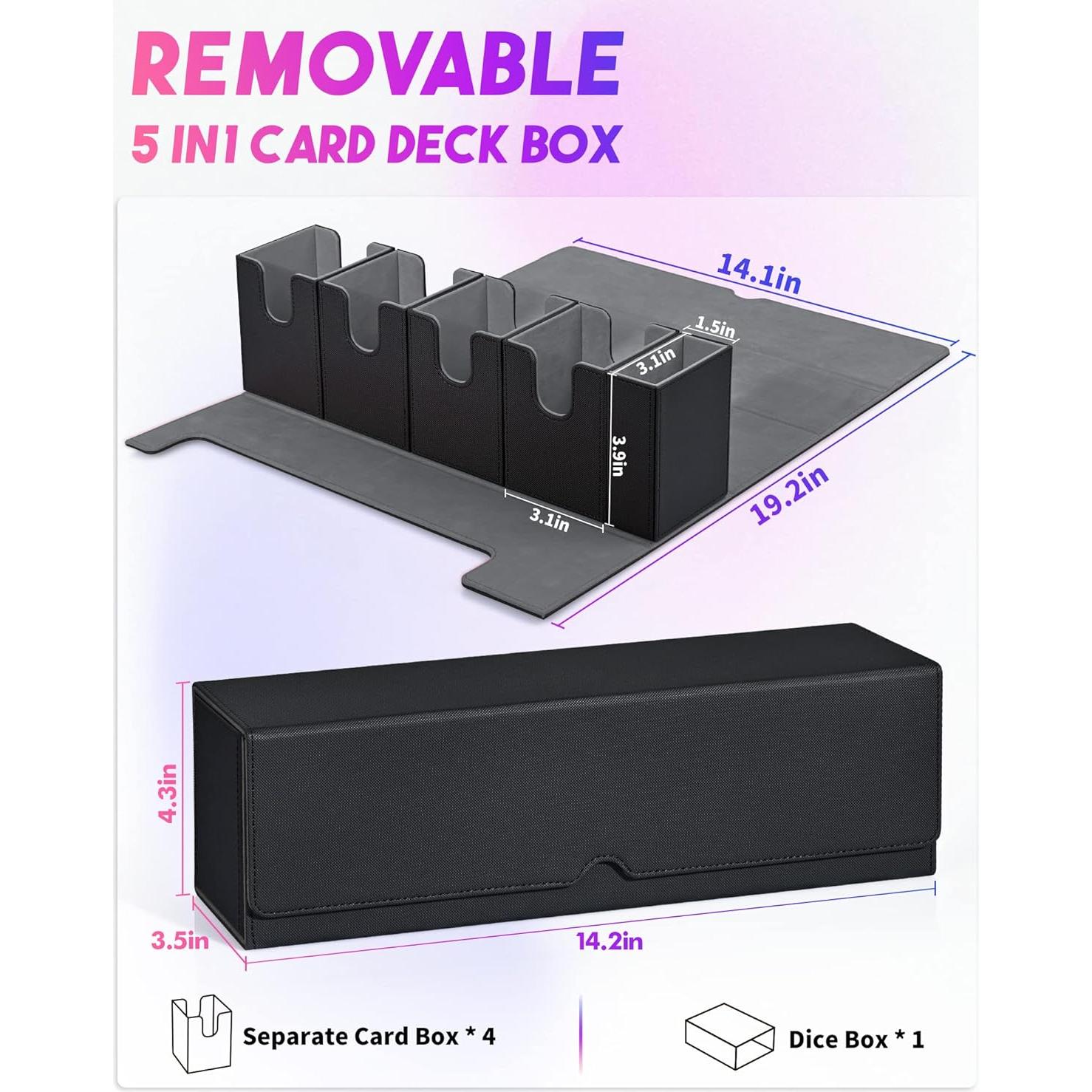 Caja de Barajas 5 en 1 UAONO para MTG y Yugioh - Negro