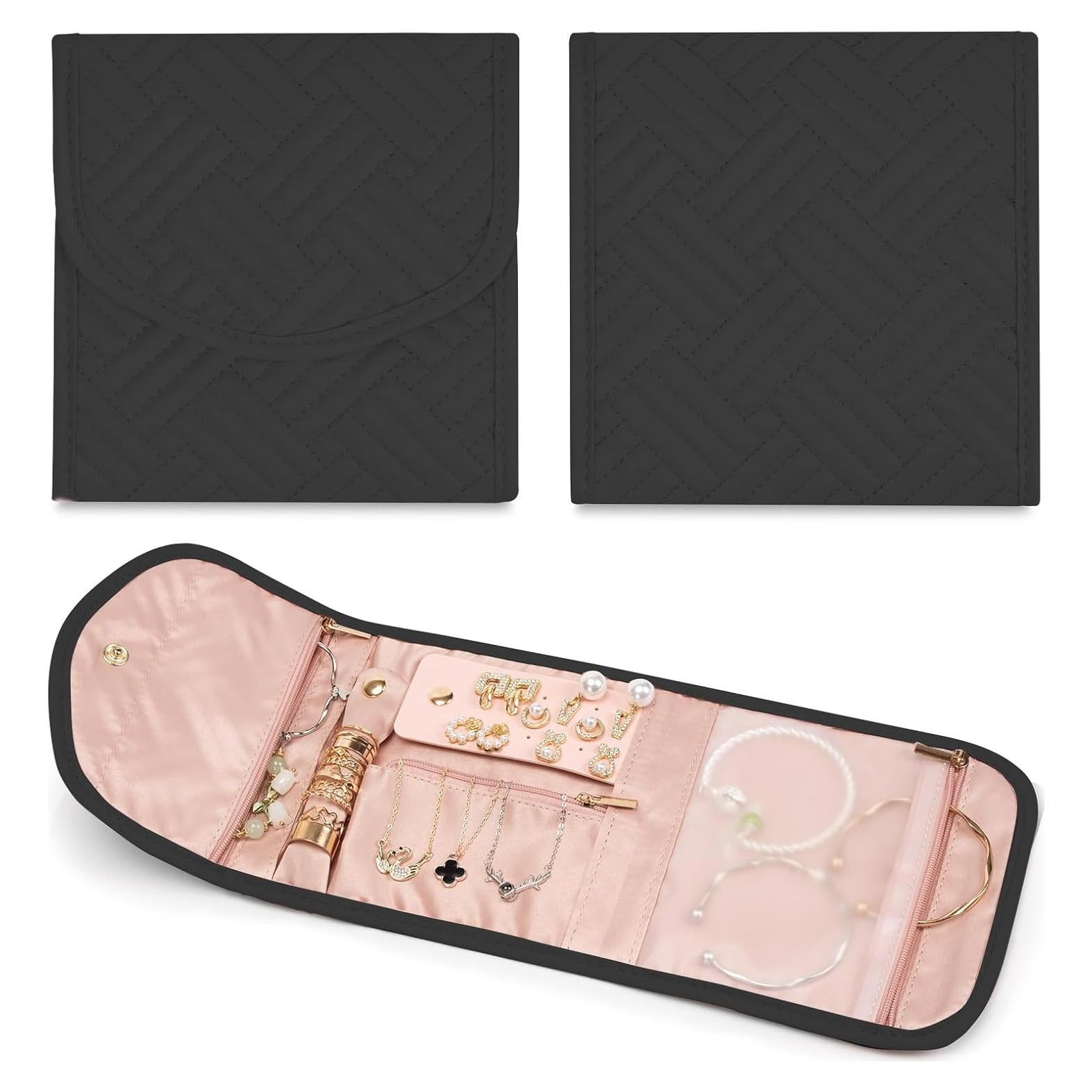 Organizador de Joyería de Viaje Amrules Plegable Negro 16x15cm