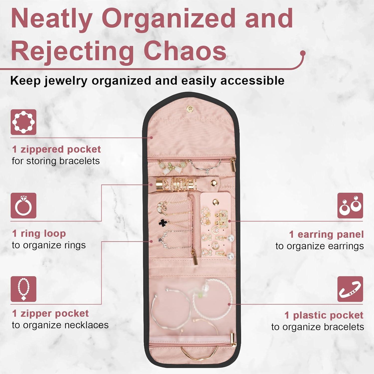 Organizador de Joyería de Viaje Amrules Plegable Negro 16x15cm