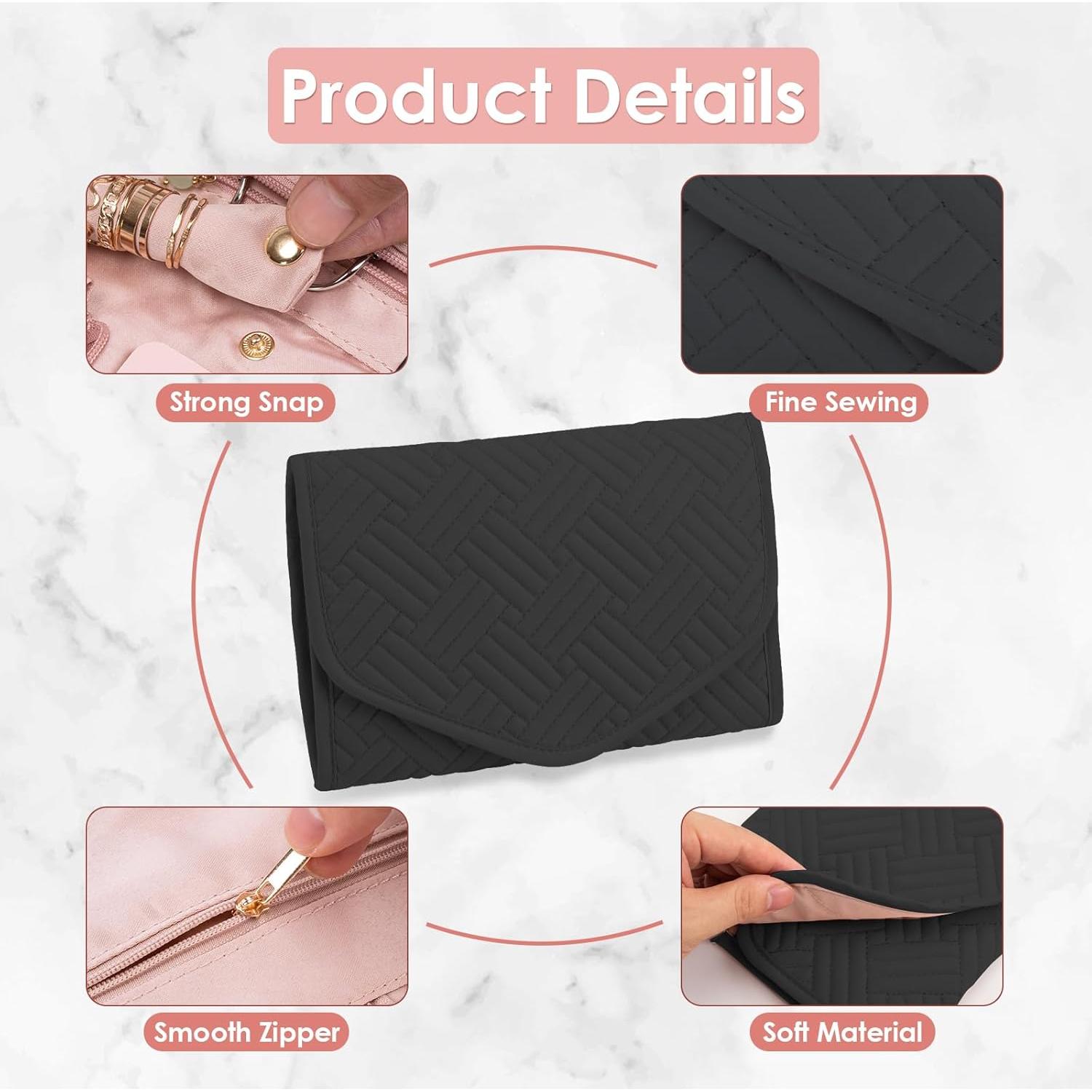 Organizador de Joyería de Viaje Amrules Plegable Negro 16x15cm