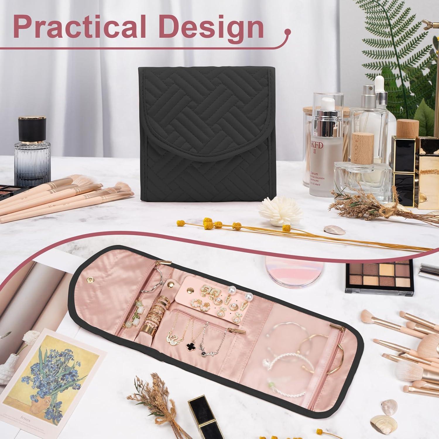 Organizador de Joyería de Viaje Amrules Plegable Negro 16x15cm