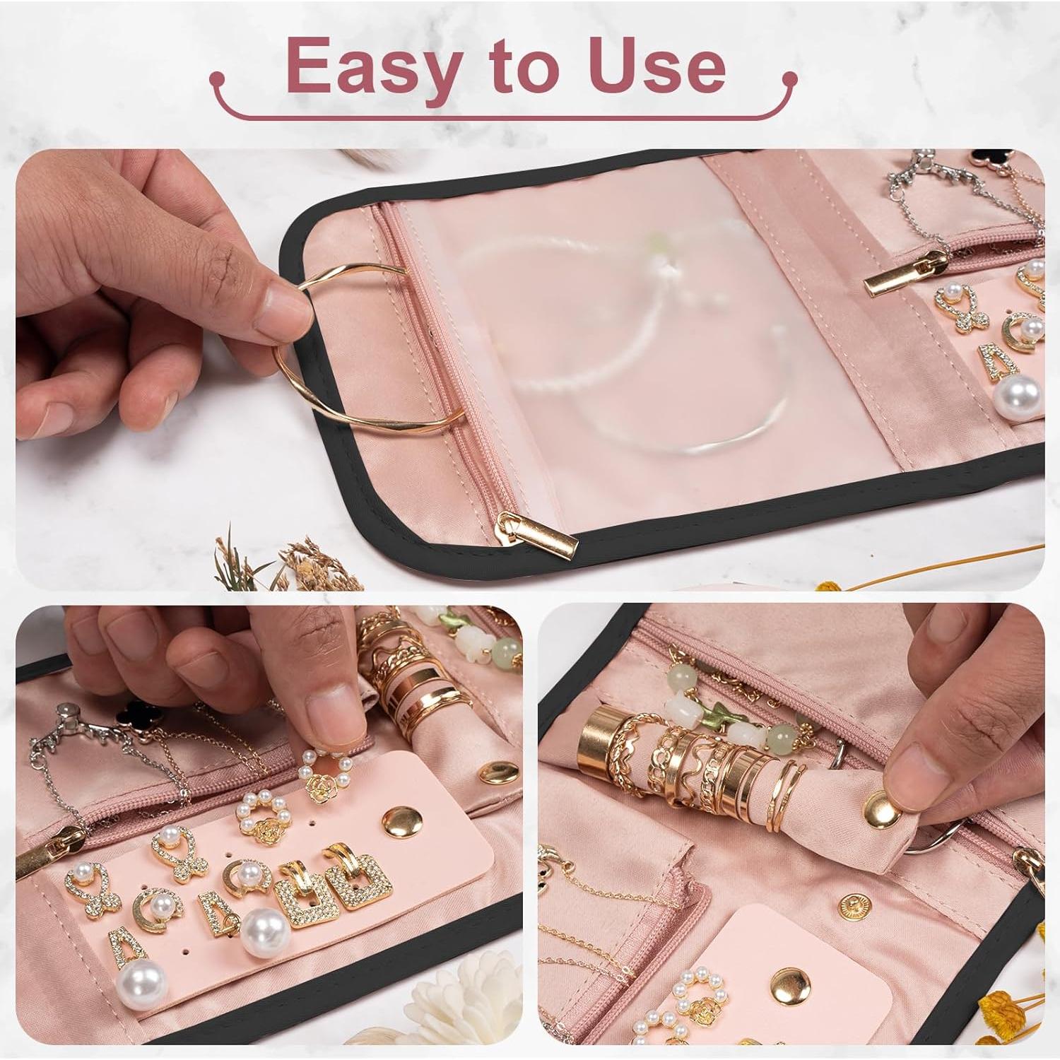 Organizador de Joyería de Viaje Amrules Plegable Negro 16x15cm