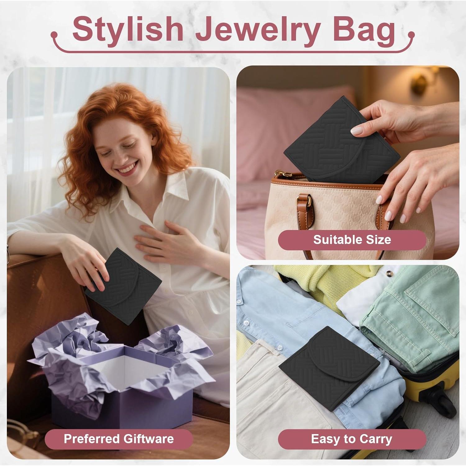 Organizador de Joyería de Viaje Amrules Plegable Negro 16x15cm