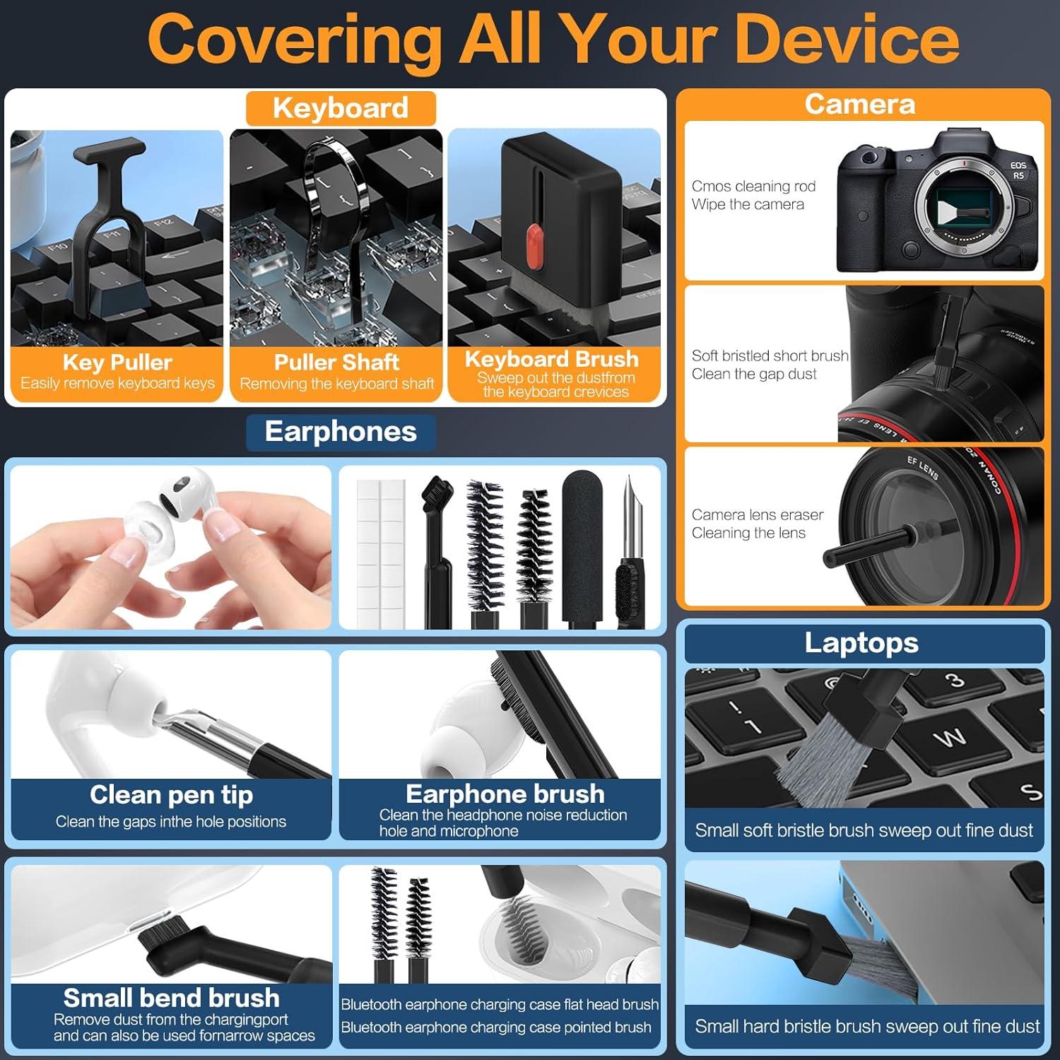 Kit de limpieza 34 en 1 JIANGSEN para iPhone y laptop negro