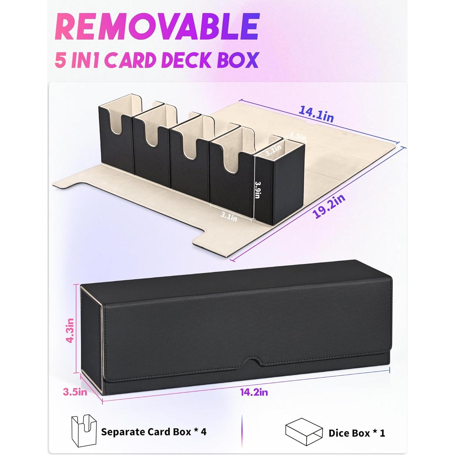 Caja de Barajas 5 en 1 UAONO para MTG y Yugioh - Negro/Dorado