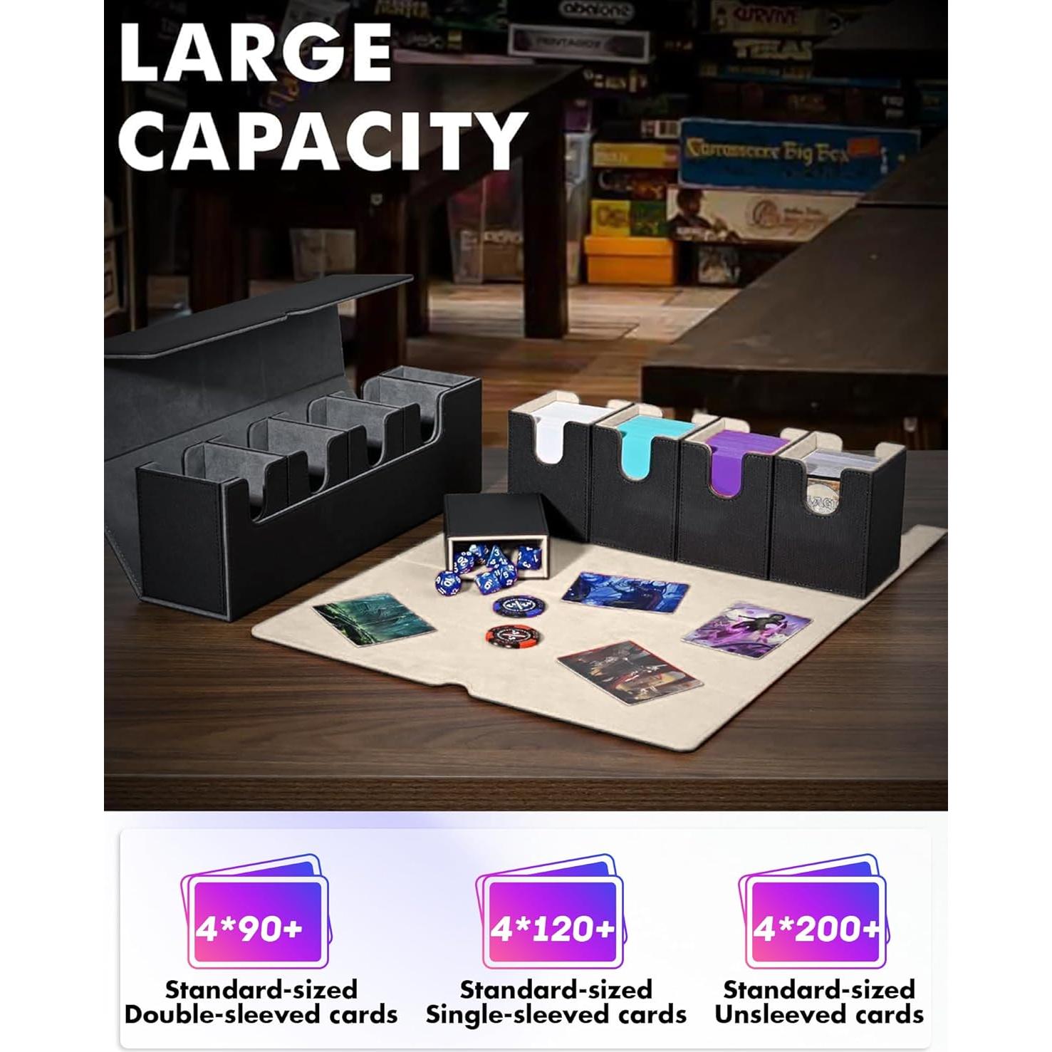 Caja de Barajas 5 en 1 UAONO para MTG y Yugioh - Negro/Dorado