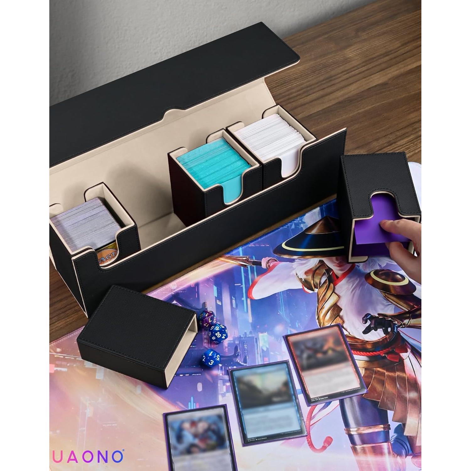 Caja de Barajas 5 en 1 UAONO para MTG y Yugioh - Negro/Dorado