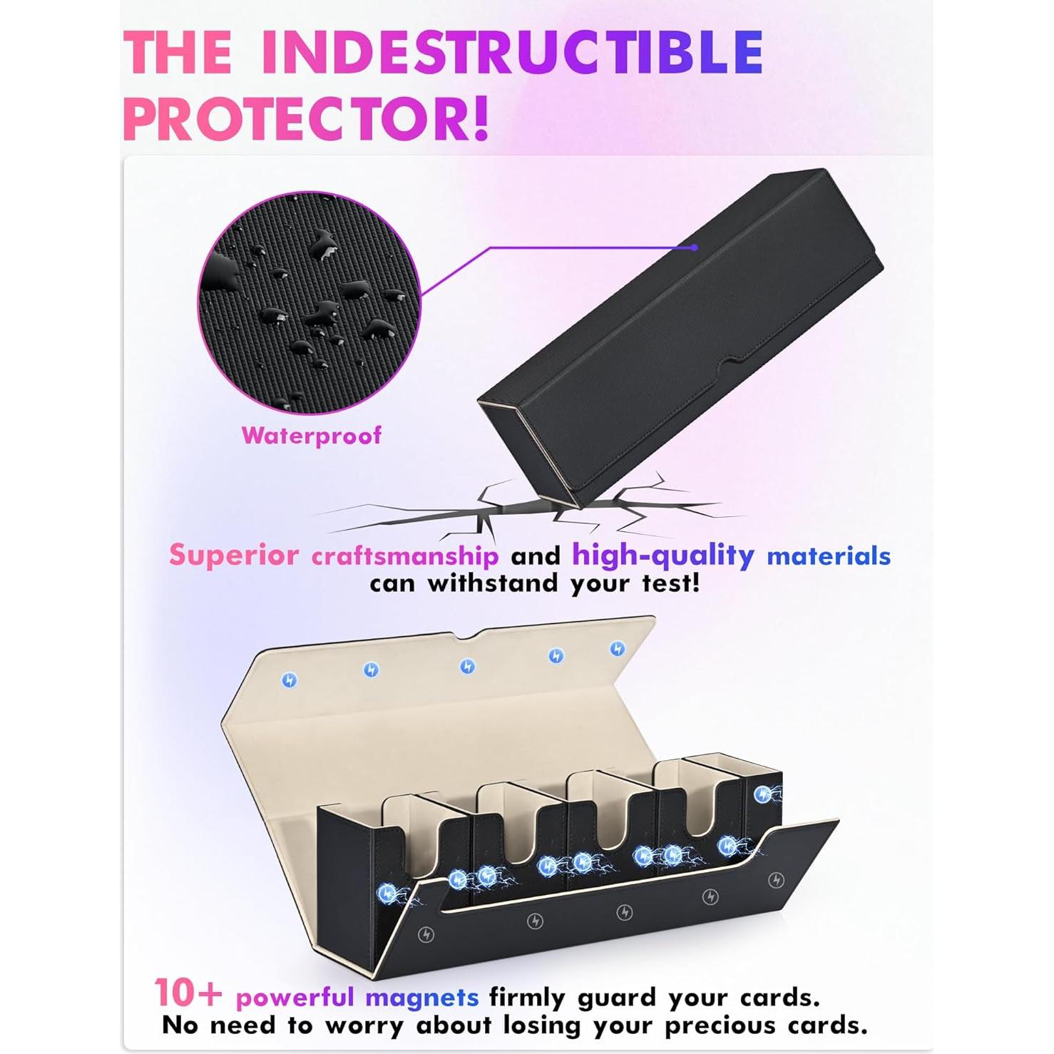 Caja de Barajas 5 en 1 UAONO para MTG y Yugioh - Negro/Dorado