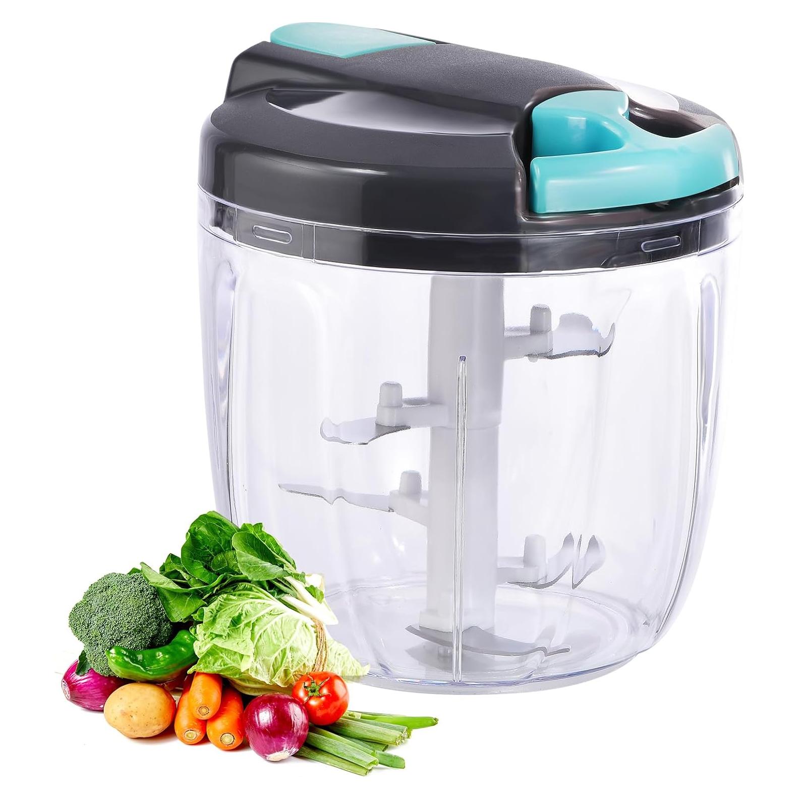 Picador de Verduras Manual Ziweaye 900ml Azul-Gris Apto Lavavajillas
