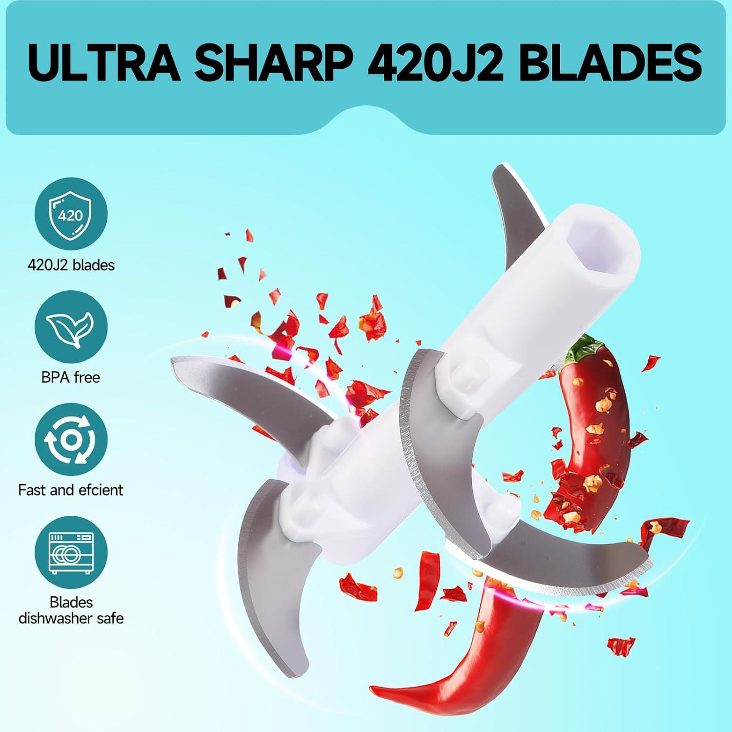 Picador de Verduras Manual Ziweaye 900ml Azul-Gris Apto Lavavajillas