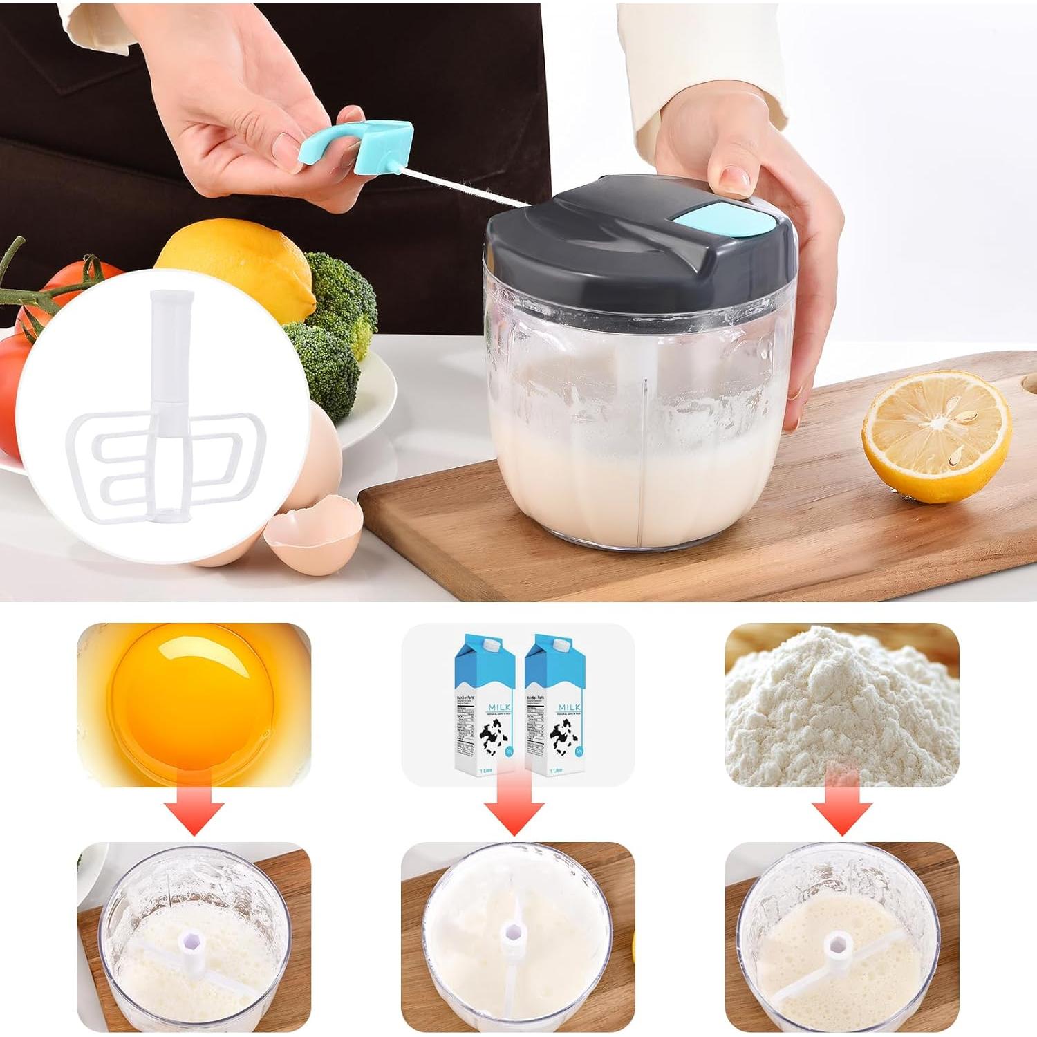 Picador de Verduras Manual Ziweaye 900ml Azul-Gris Apto Lavavajillas