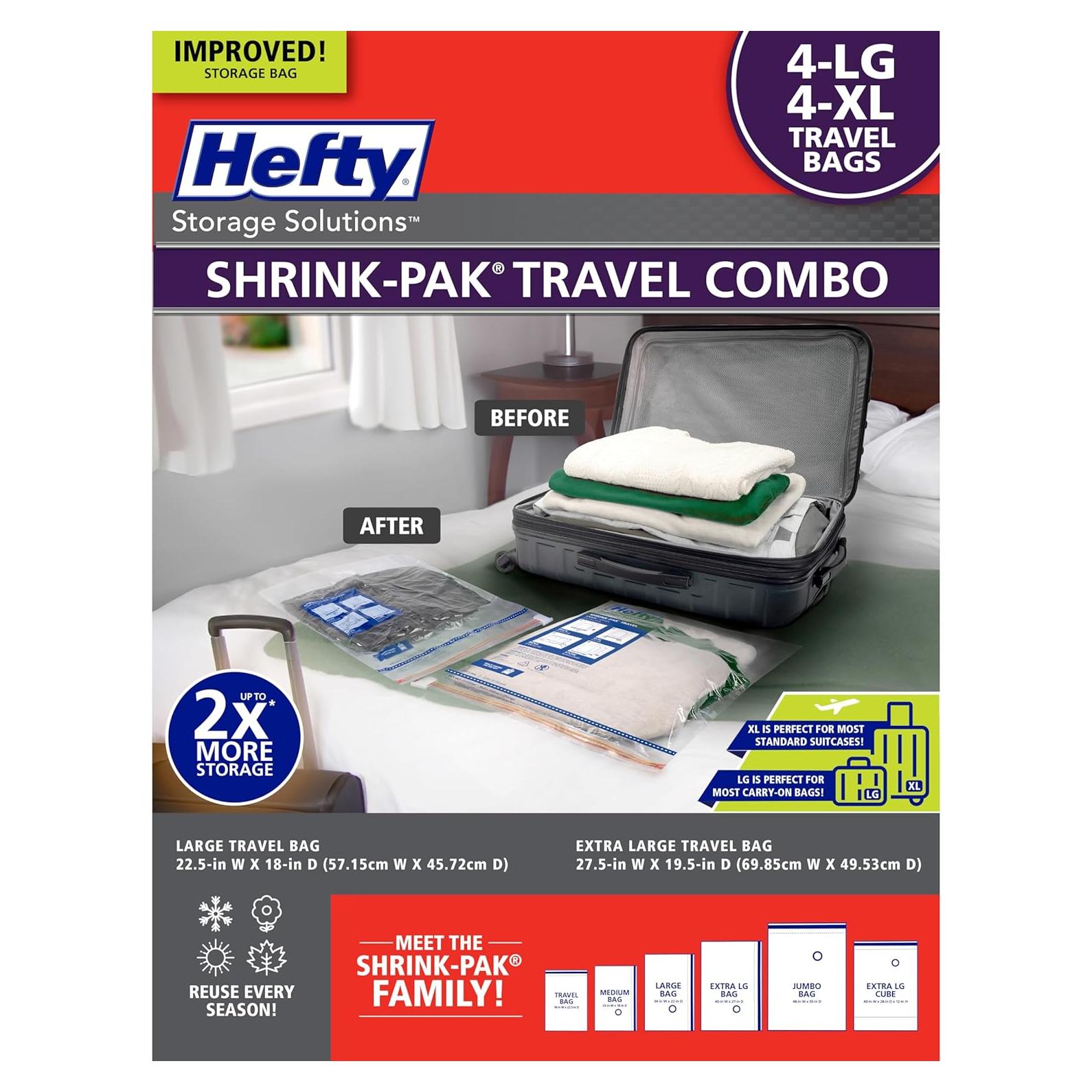 Bolsas de Almacenamiento Hefty Shrink-Pak 4 Grandes y 4 XL