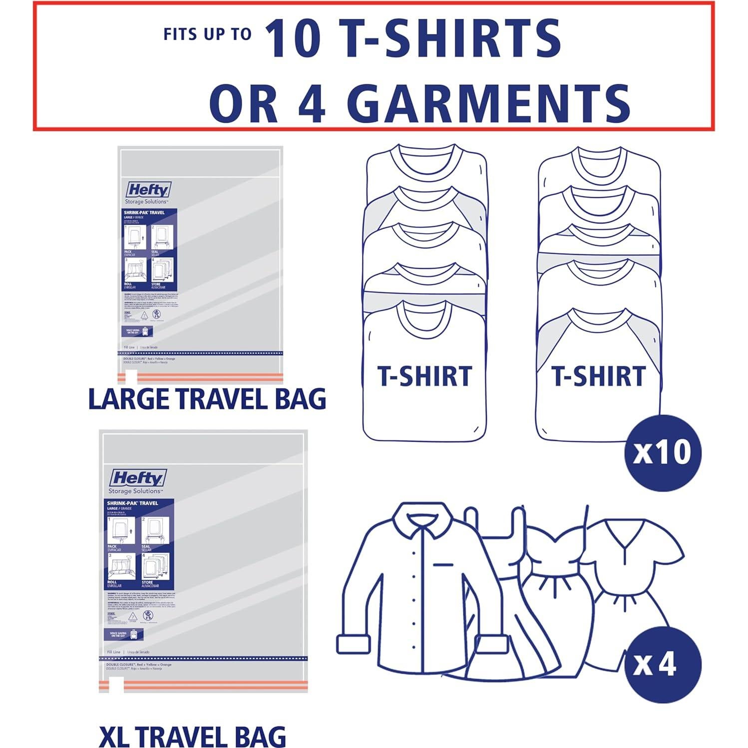 Bolsas de Almacenamiento Hefty Shrink-Pak 4 Grandes y 4 XL