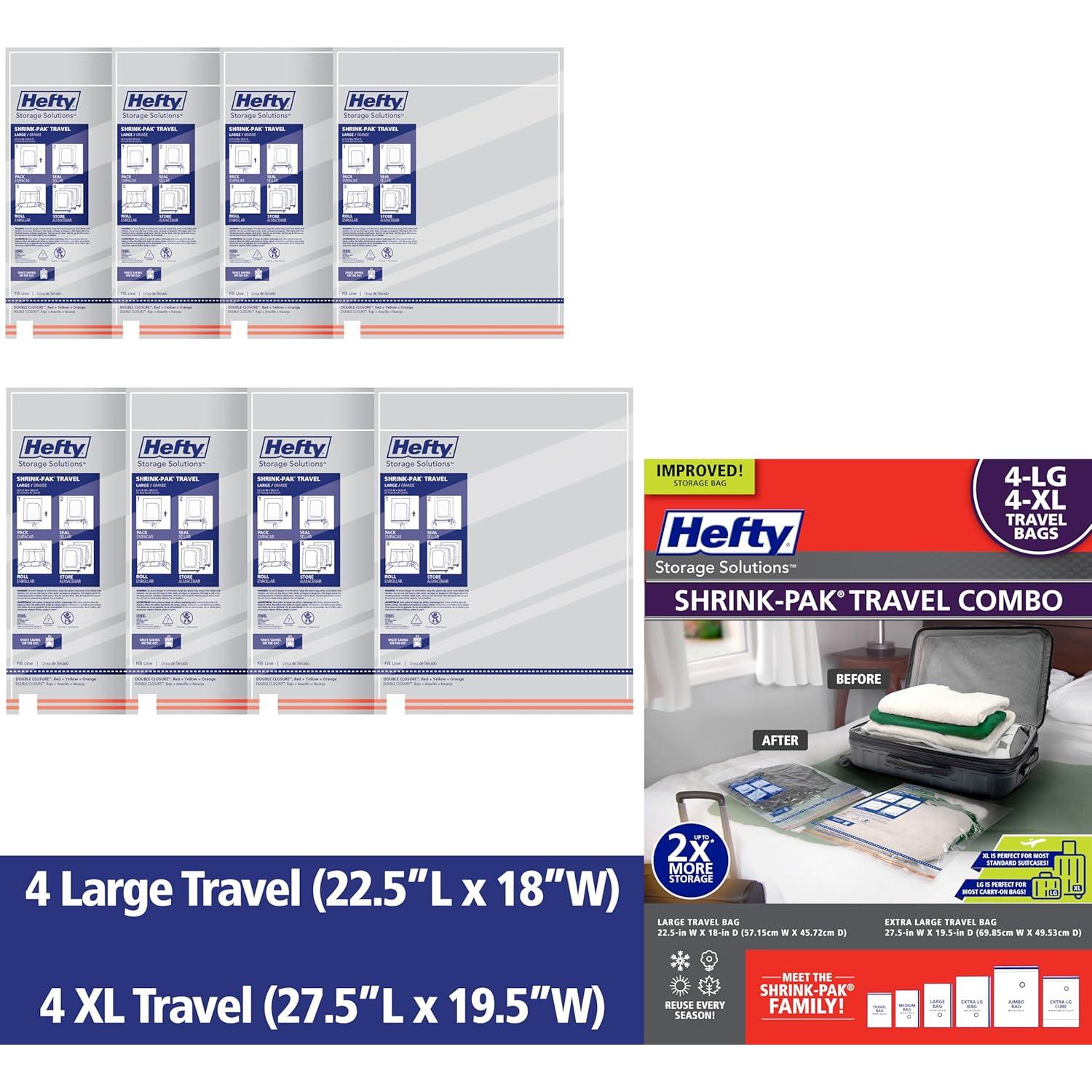 Bolsas de Almacenamiento Hefty Shrink-Pak 4 Grandes y 4 XL