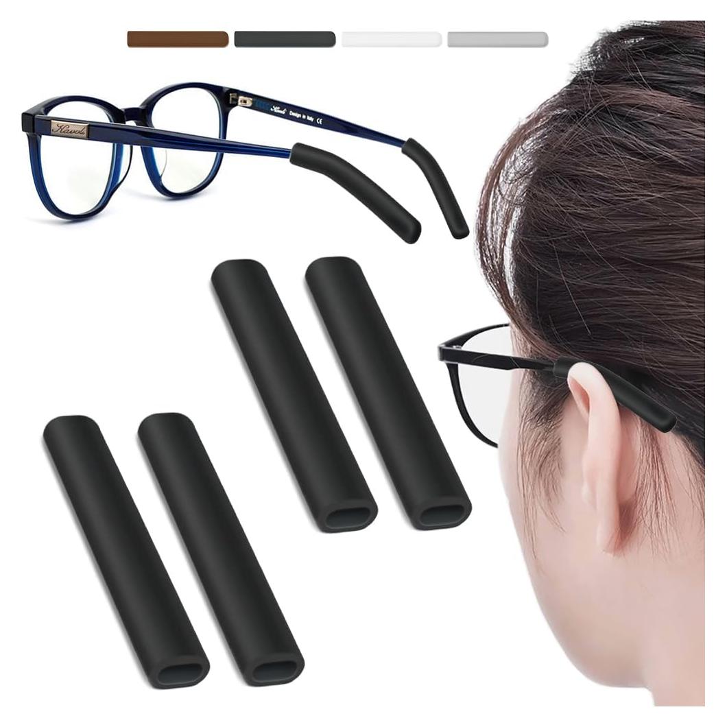 2 Pares Almohadillas Silicona Antideslizantes para Gafas - Negro