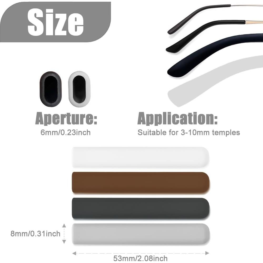 2 Pares Almohadillas Silicona Antideslizantes para Gafas - Negro