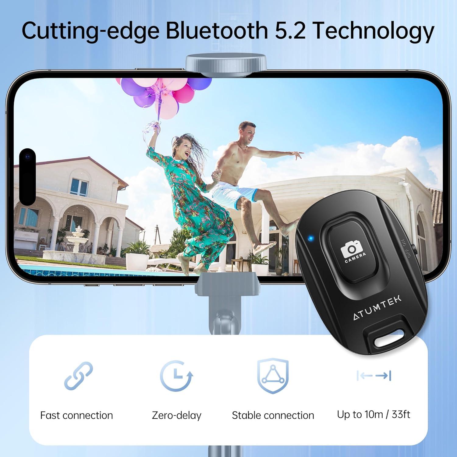 Disparador Remoto ATUMTEK Bluetooth 5.2 para Smartphones Negro