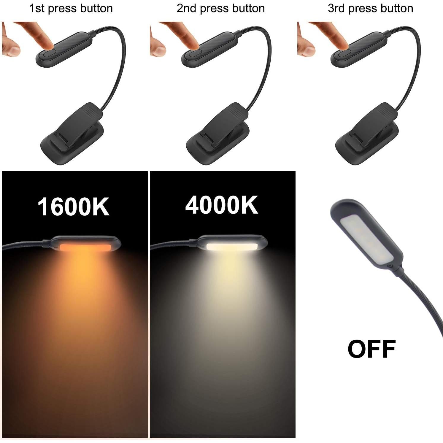 Luz de Lectura Ámbar HONWELL Recargable con Clip 2 Modos