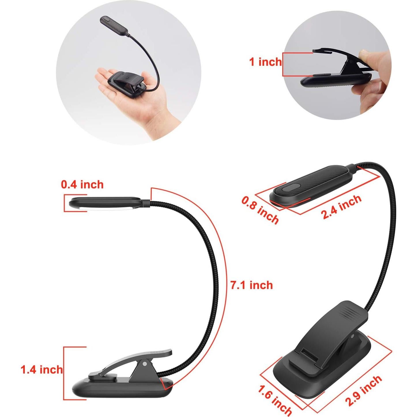 Luz de Lectura Ámbar HONWELL Recargable con Clip 2 Modos