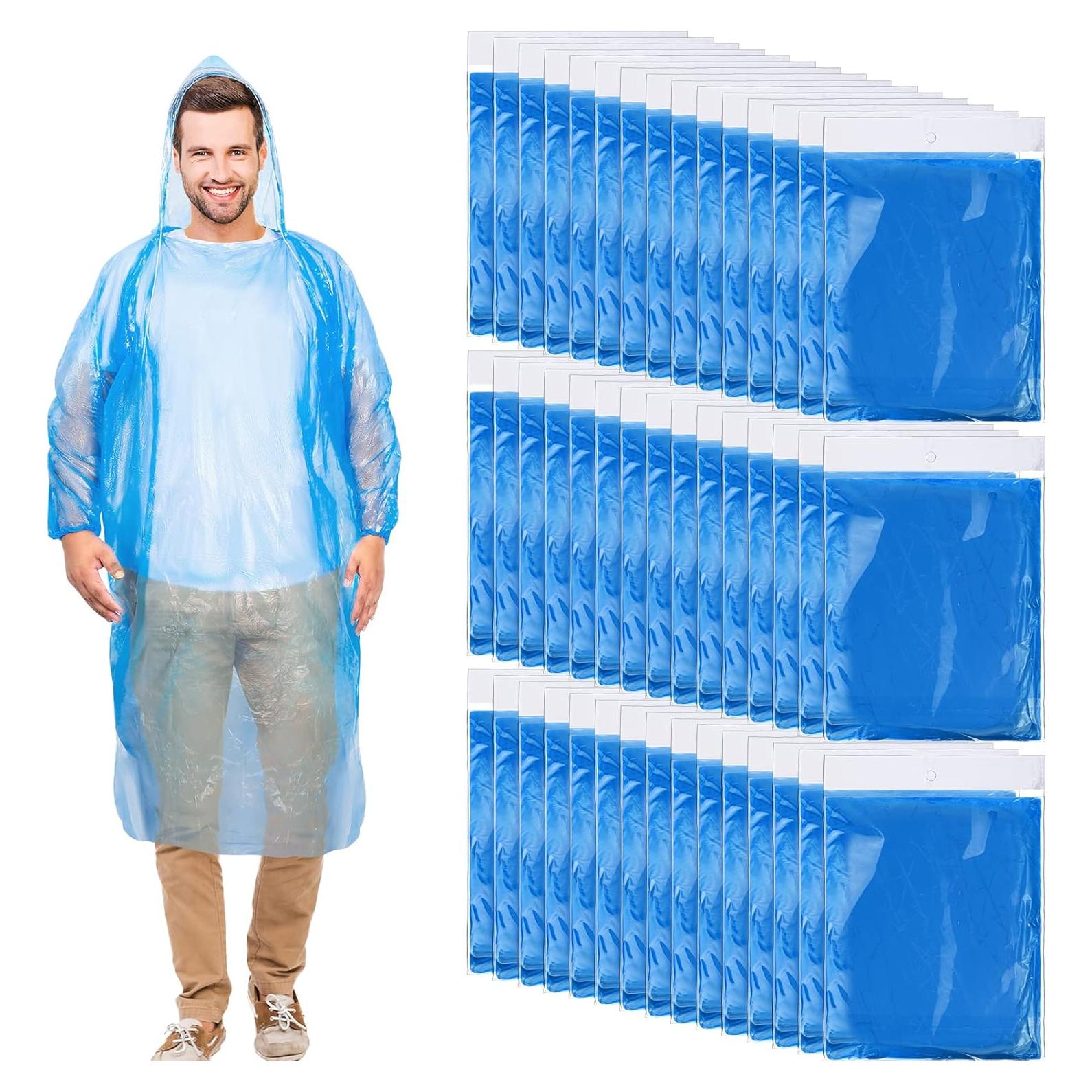 Ponchos de Lluvia Desechables Handepo 100 Unidades Adultos Azul