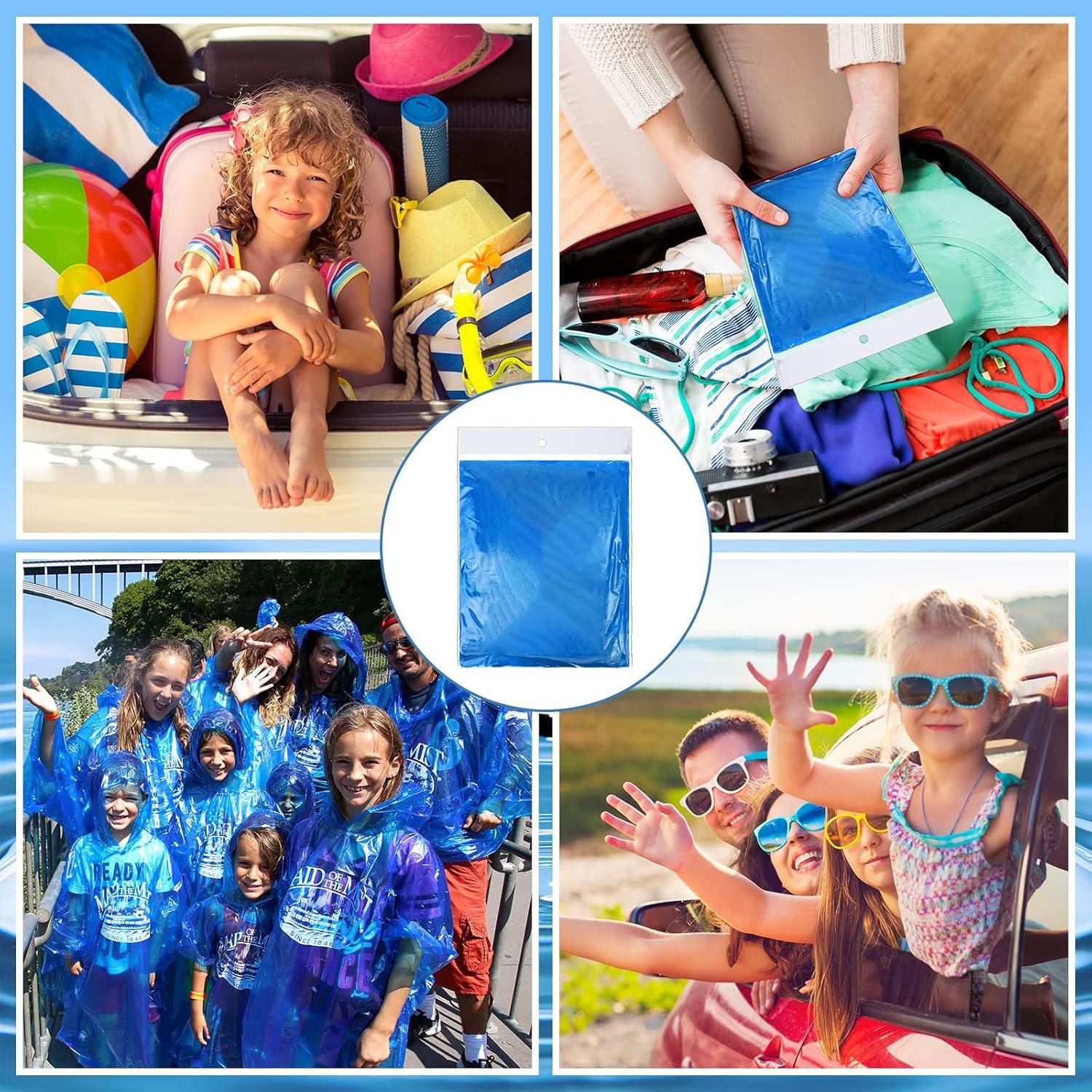 Ponchos de Lluvia Desechables Handepo 100 Unidades Adultos Azul