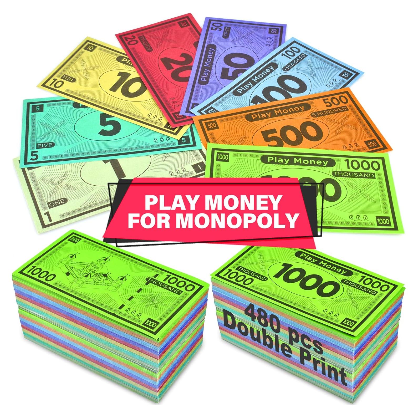 Dinero de Juego Queensell 480 Billetes para Monopoly - 10.16x5.58 cm