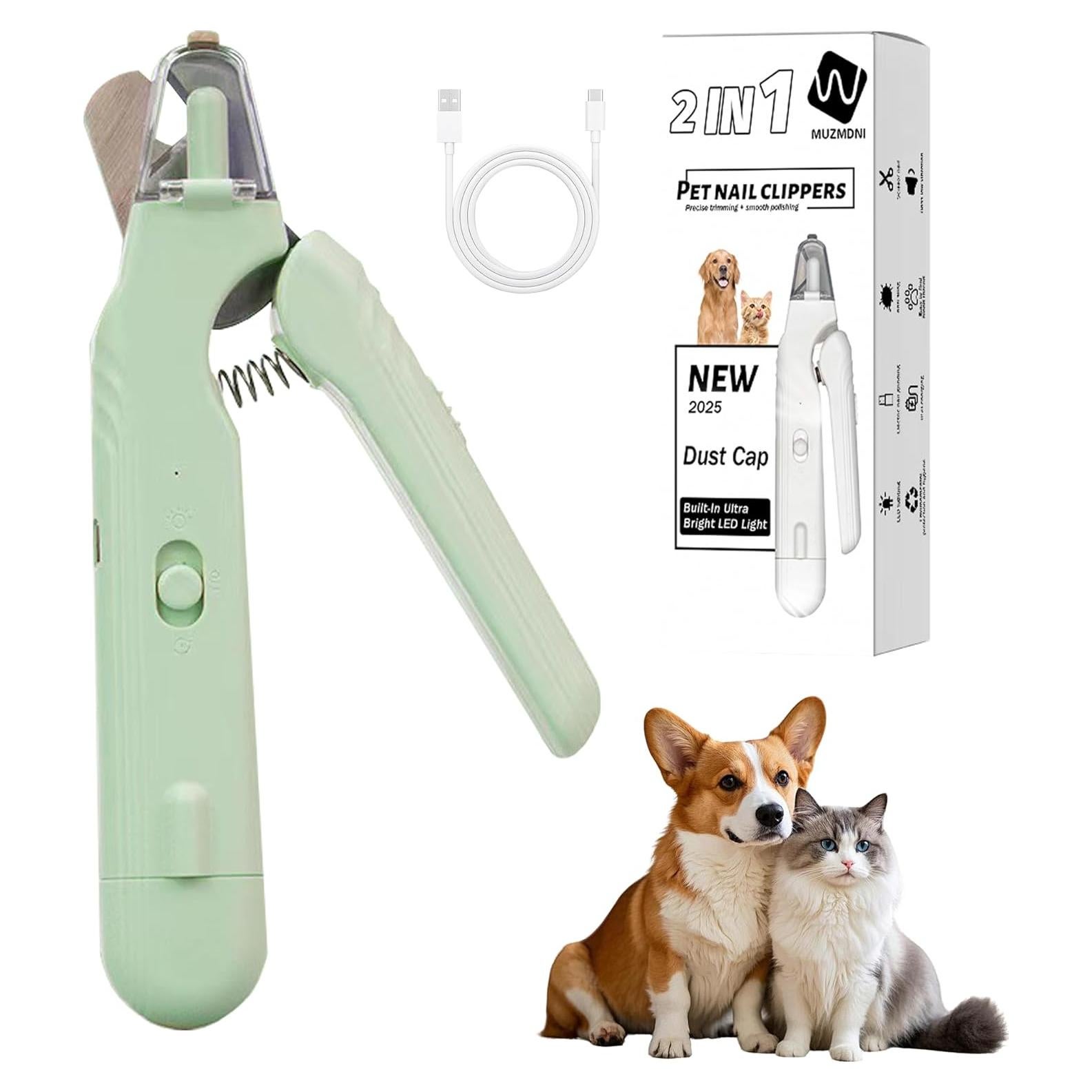 Afilador y Cortador de Uñas 2-en-1 MUZMDNI Verde LED