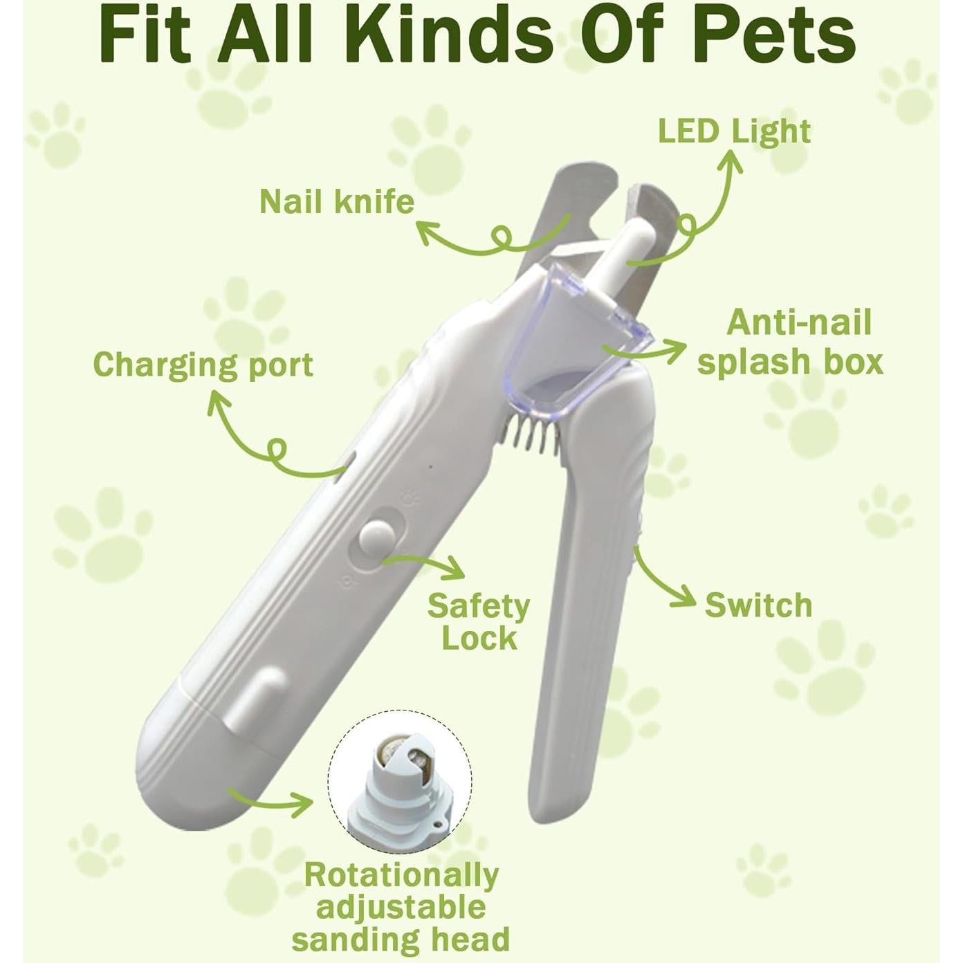 Afilador y Cortador de Uñas 2-en-1 MUZMDNI Verde LED