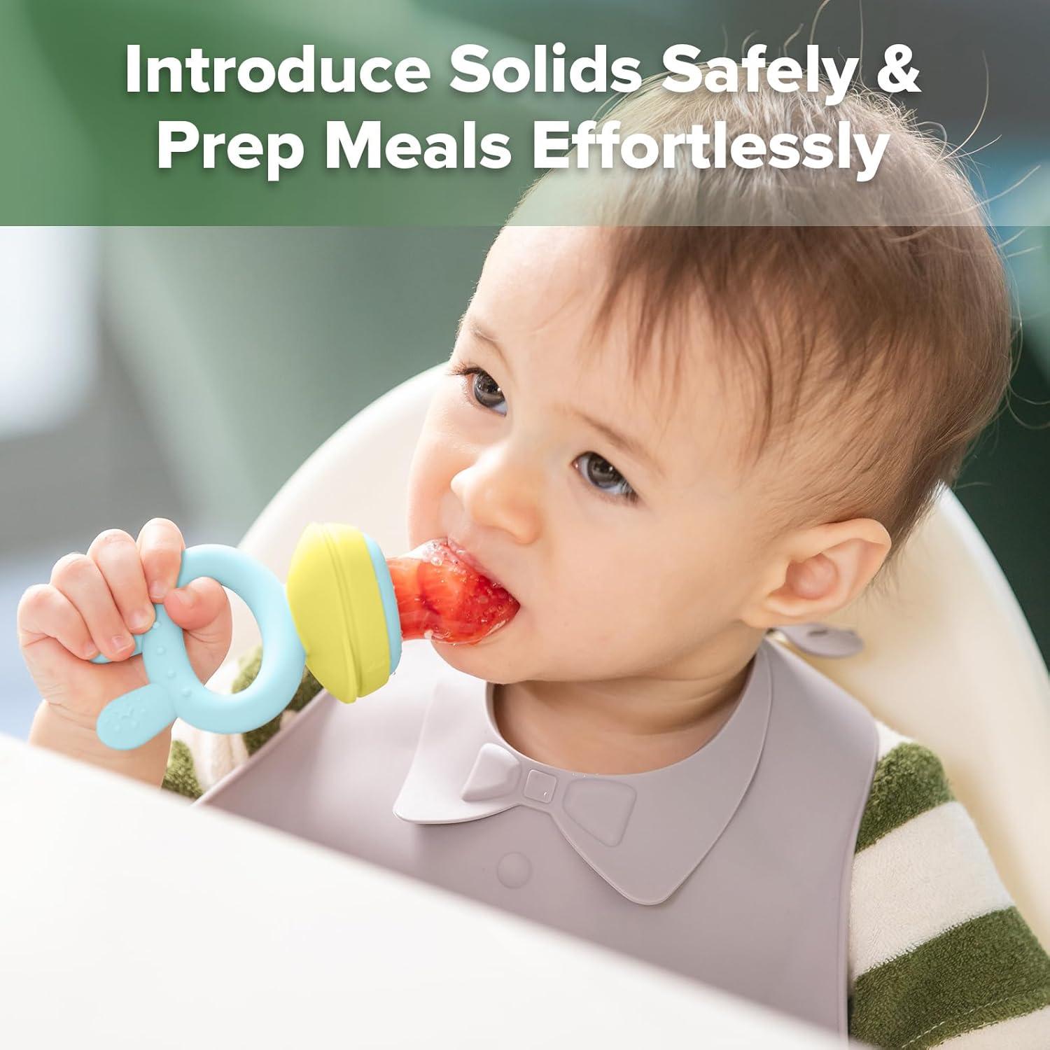 Combo Alimentador de Frutas y Moldes Popsicle Haakaa Azul