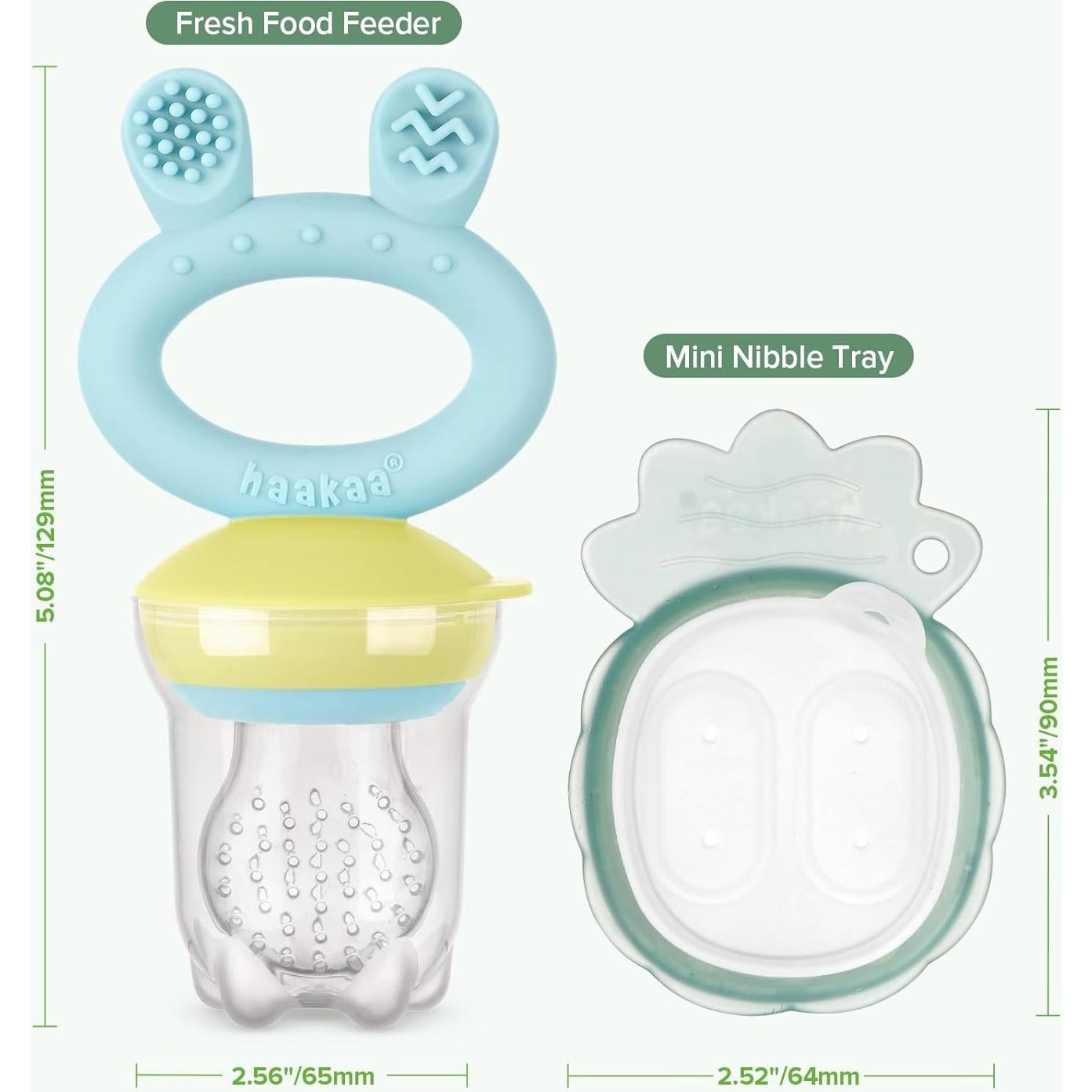 Combo Alimentador de Frutas y Moldes Popsicle Haakaa Azul