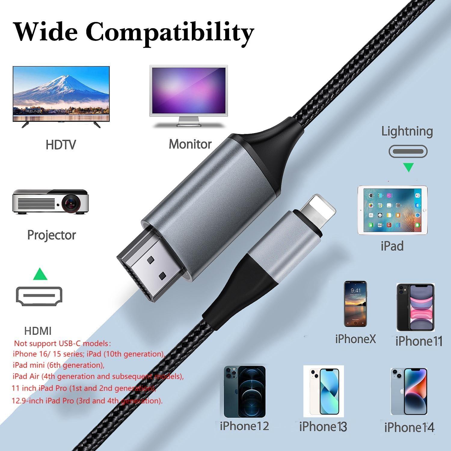 Adaptador Lightning a HDMI 1080P Lulaven 2.01m para iPhone