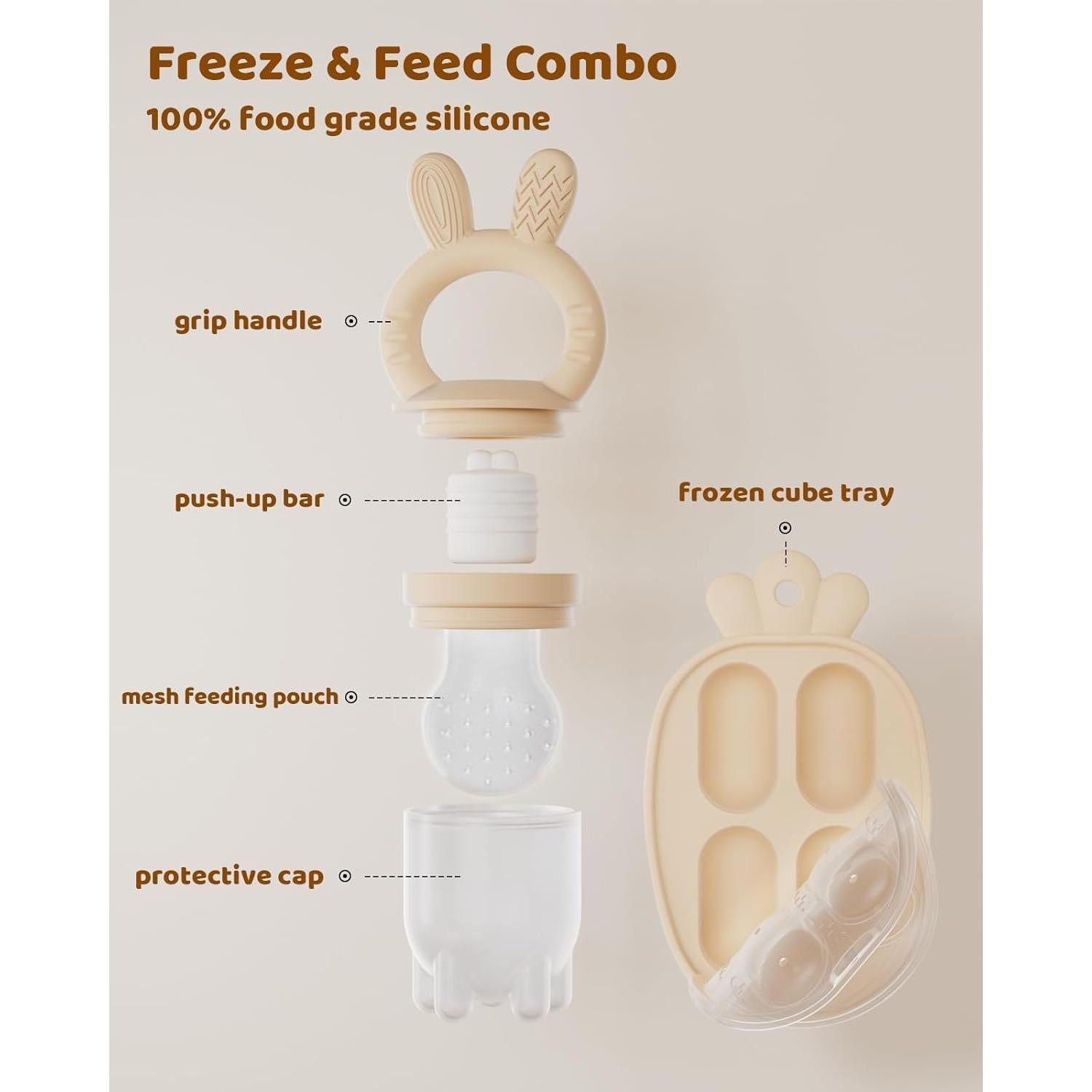 Alimentador de Frutas para Bebés 2 Piezas Silicona Grado Alimenticio